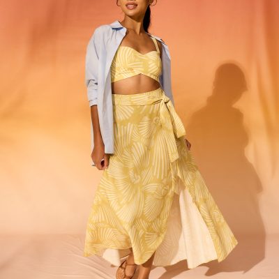 High Waist A-line Wrap Skirt in Kekana