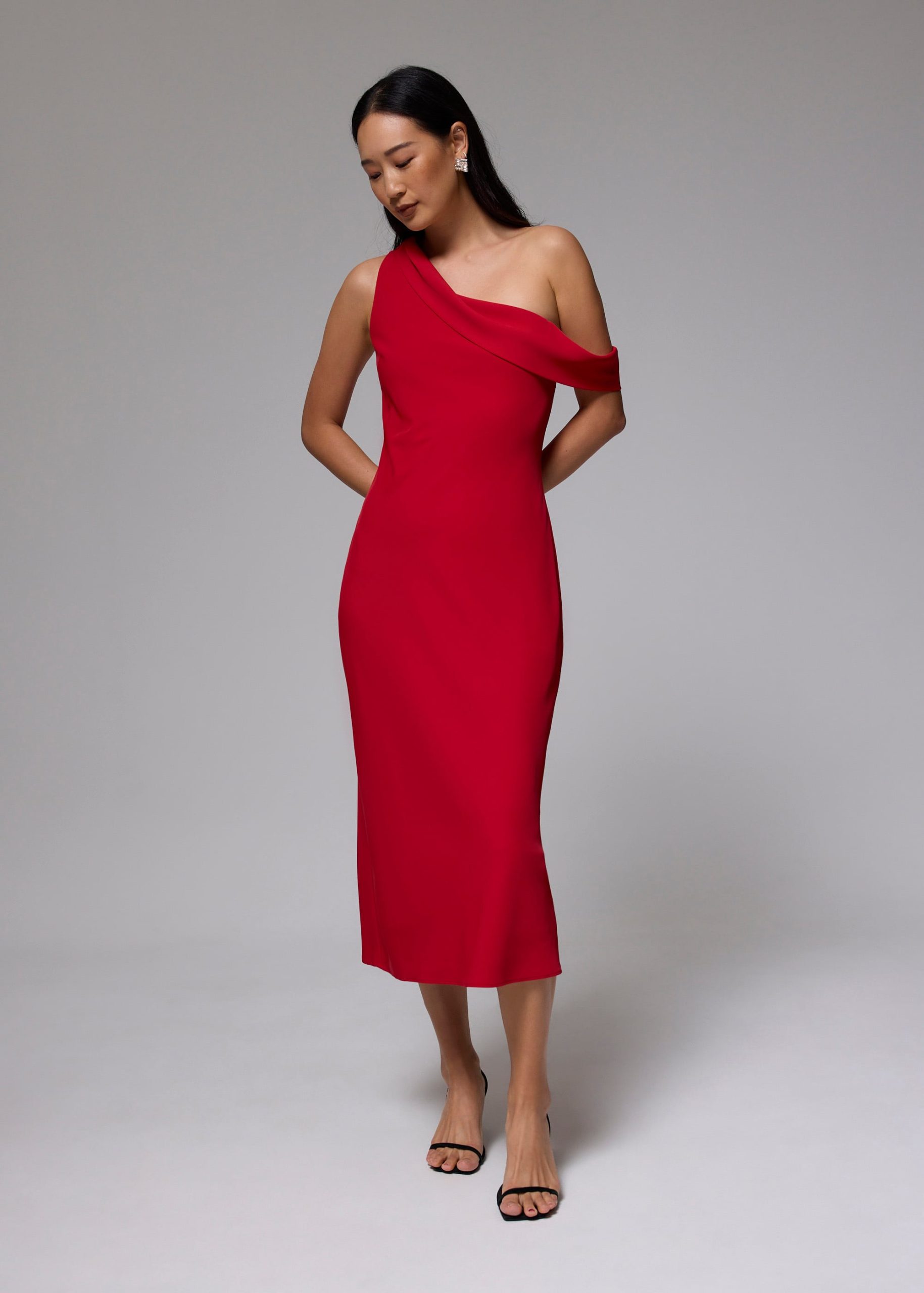 Asymmetric Bias Cut Midaxi Dress - Image 4