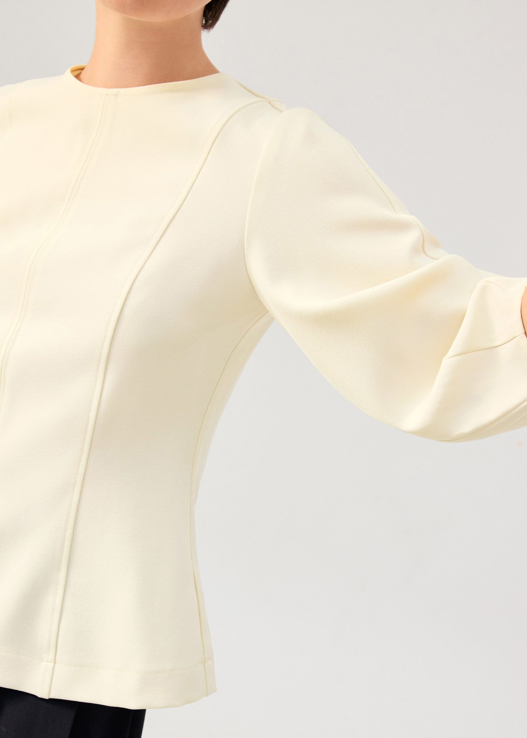 Eunice Panelled Round Neck Puff Sleeve Top - Image 13