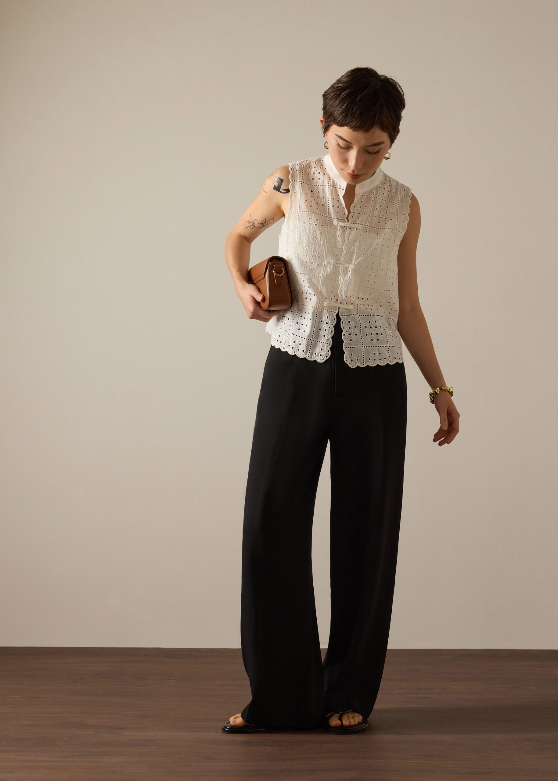 PETITE Leggy??Pia Adjustable Hem Elastic Melange Straight Leg Pants - Image 4