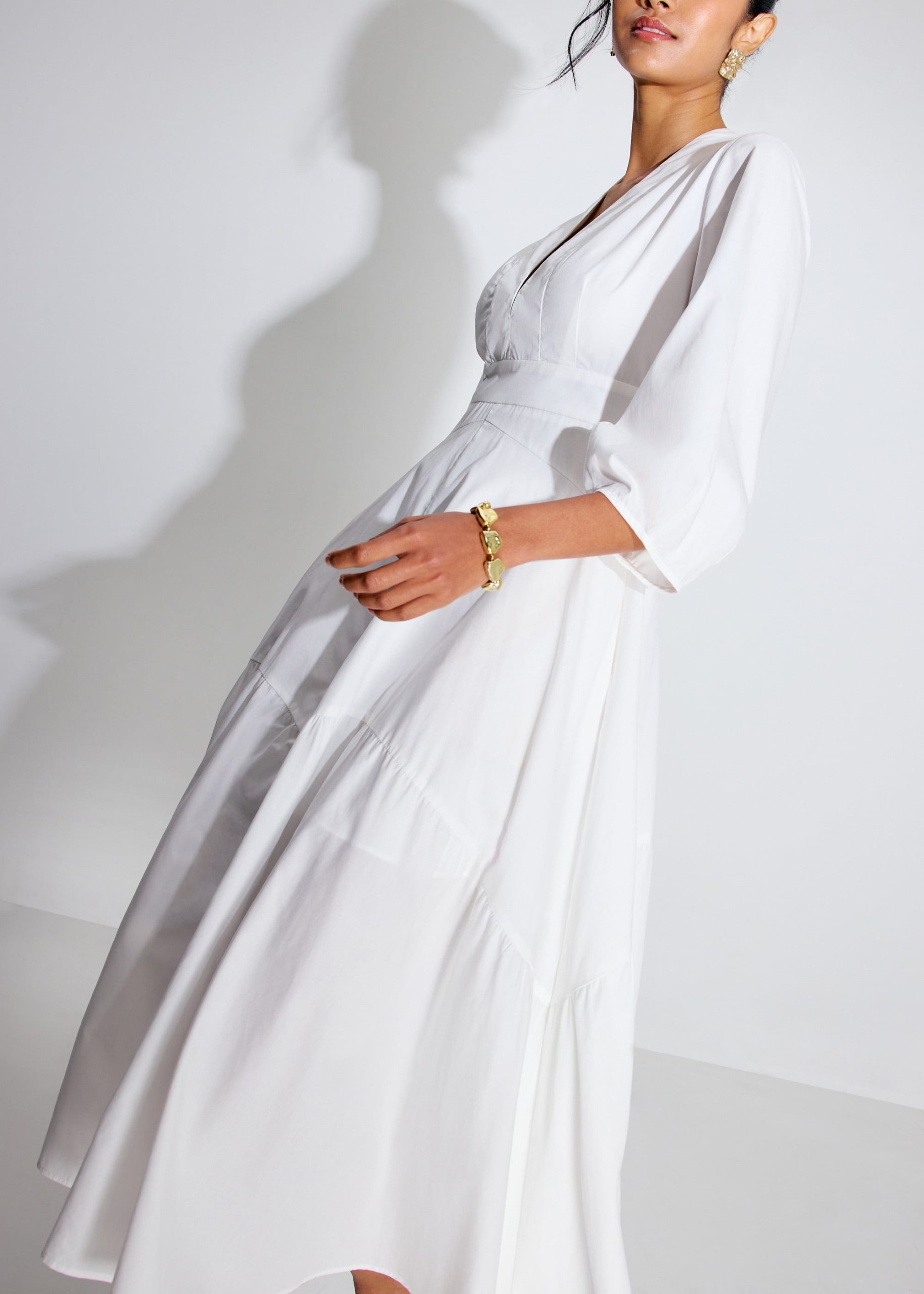 Cotton Panelled Fit & Flare Midaxi Dress - Image 11