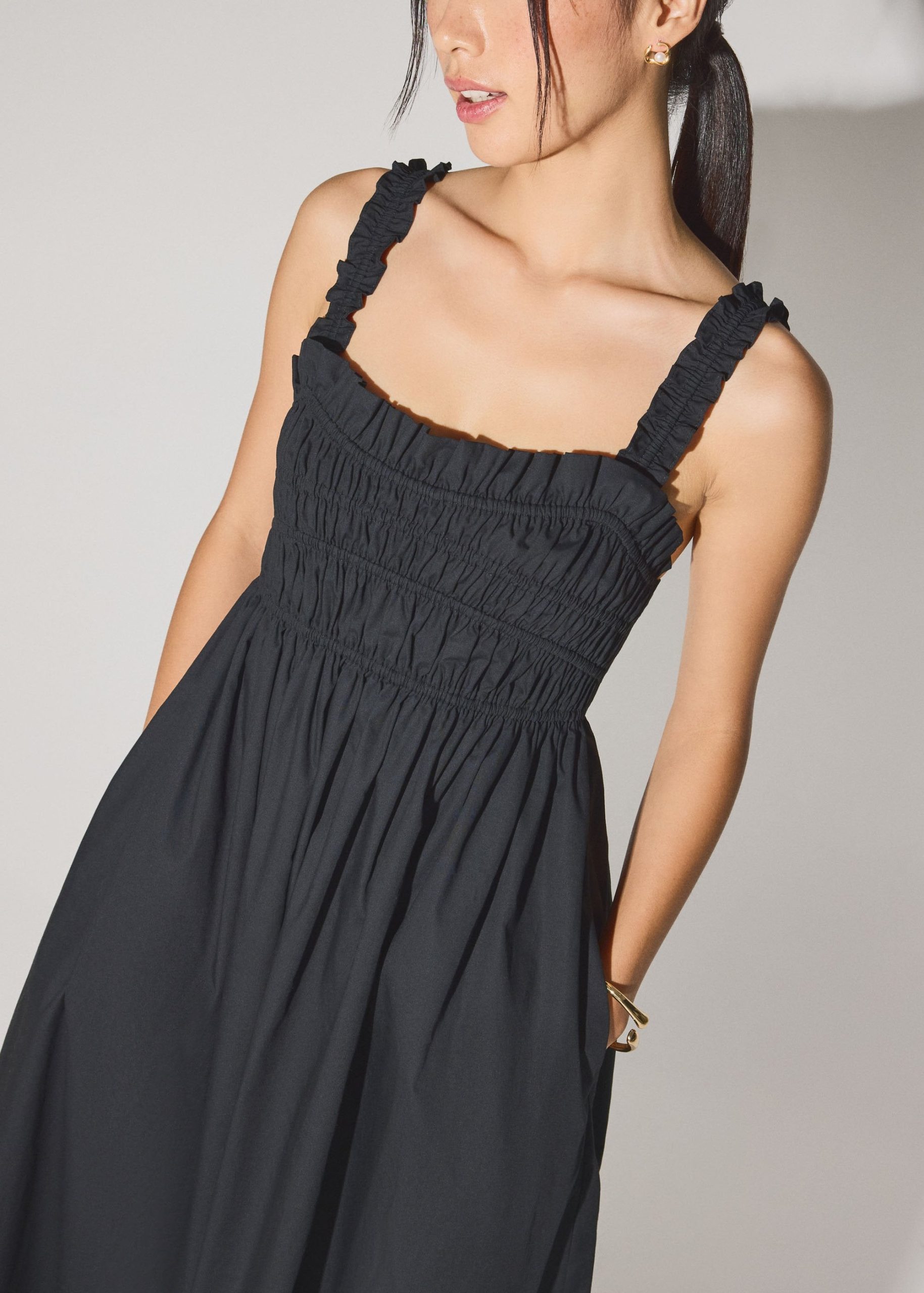 Cotton Ruched Sweetheart Fit & Flare Maxi Dress - Image 4