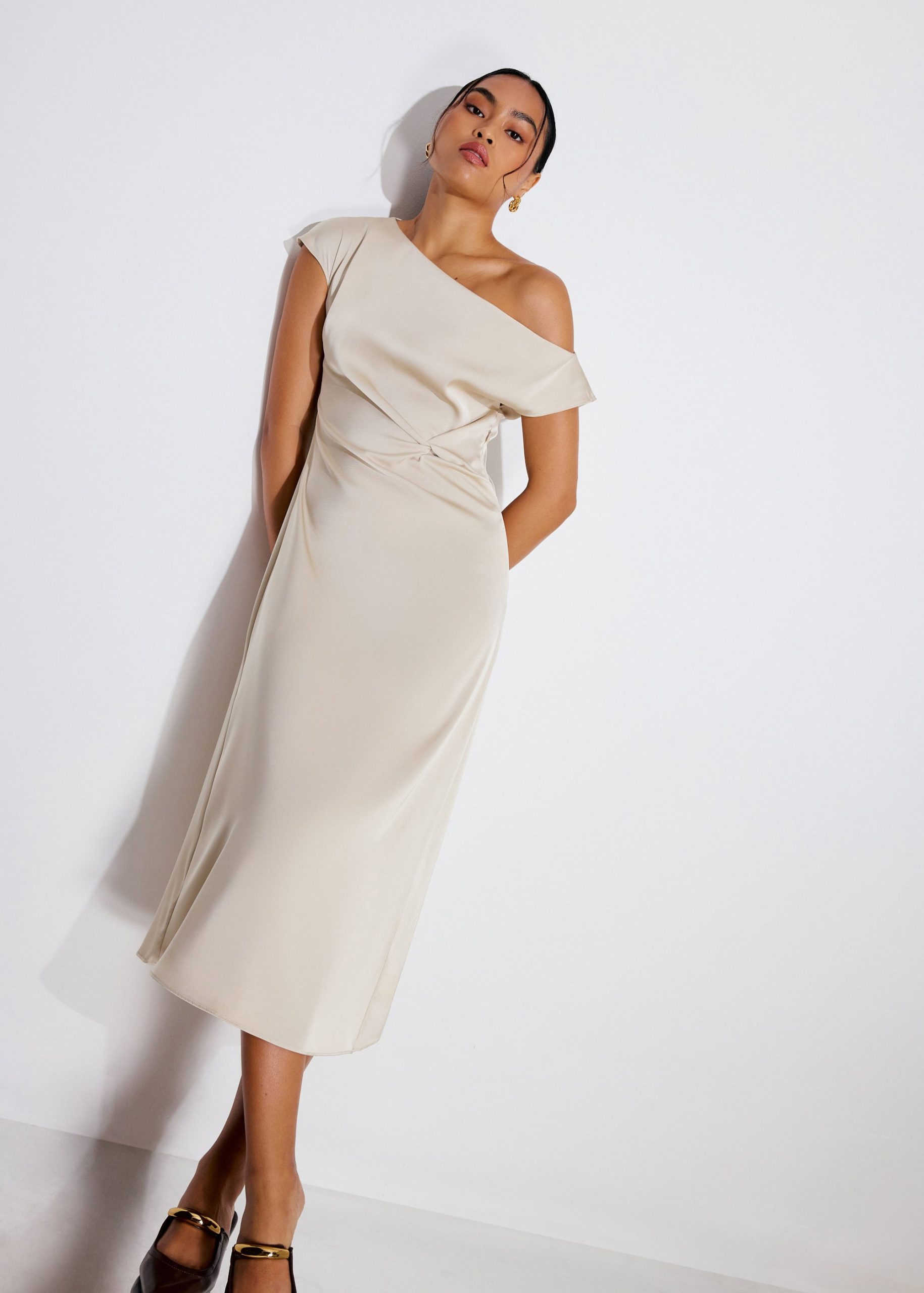 Intan Satin Asymmetric A-line Midaxi Dress - Image 9