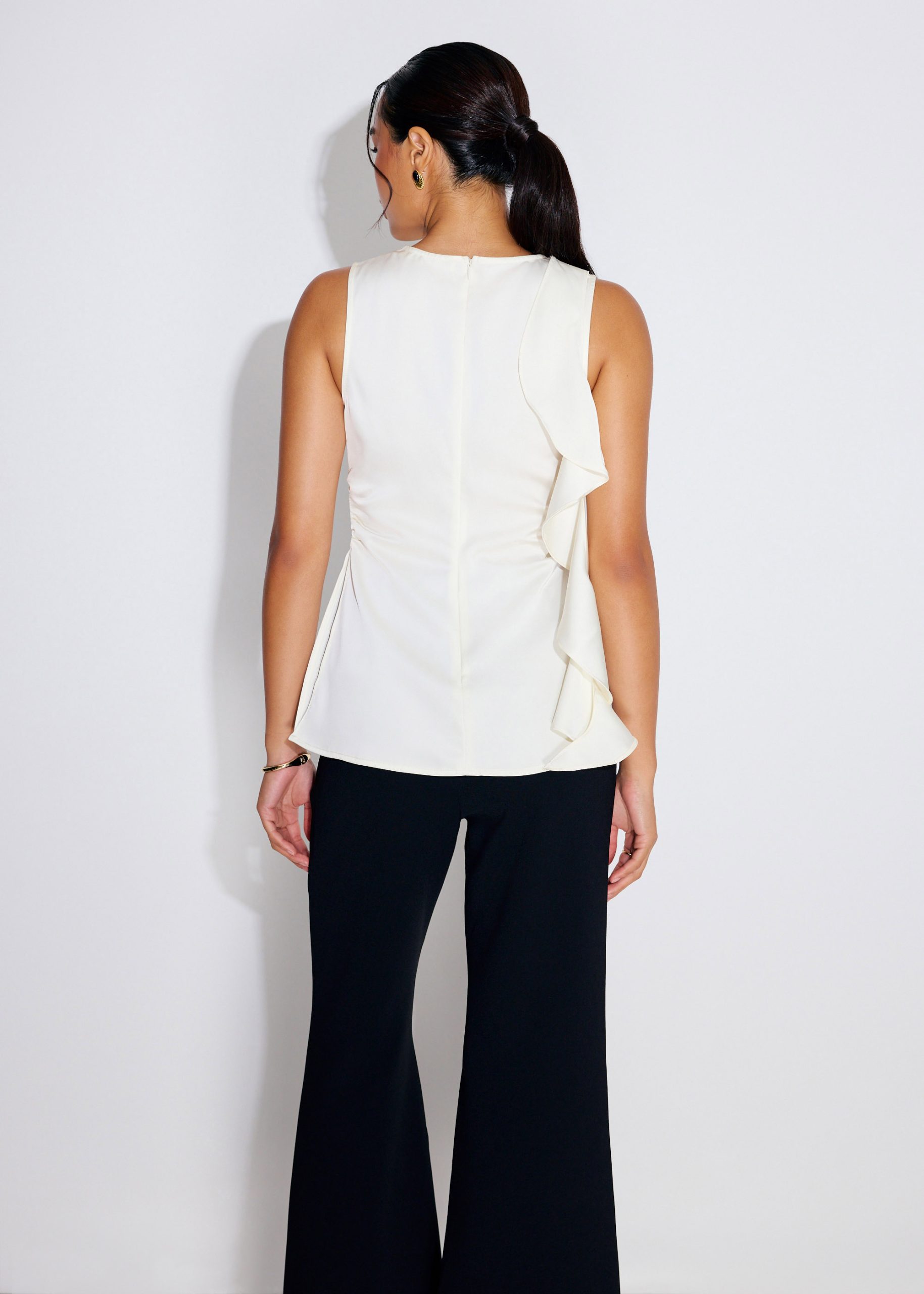 Tanya Ruffle Sash Satin Tunic Top - Image 11