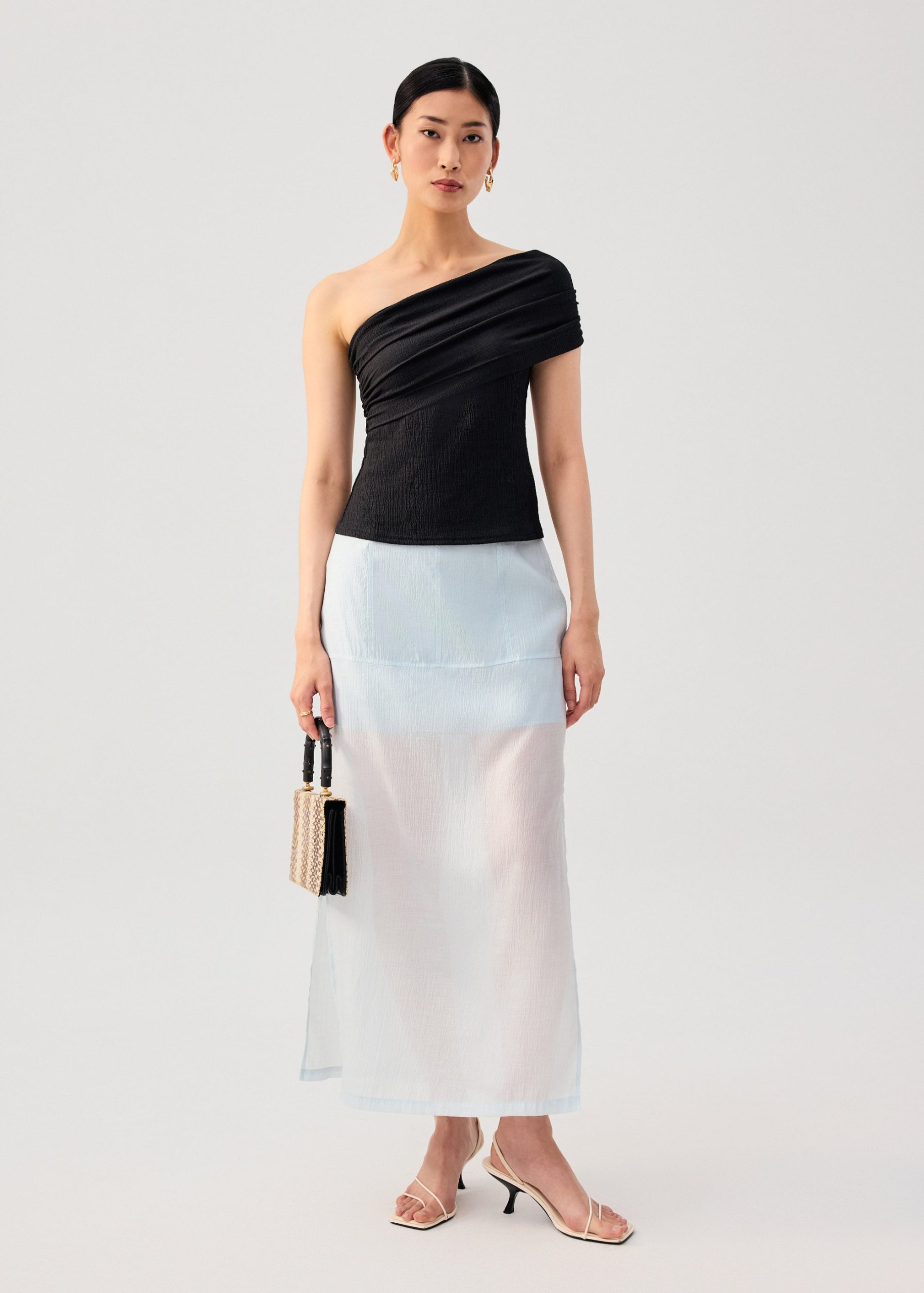 Crinkled Jersey Asymmetric Fitted Top - Image 4