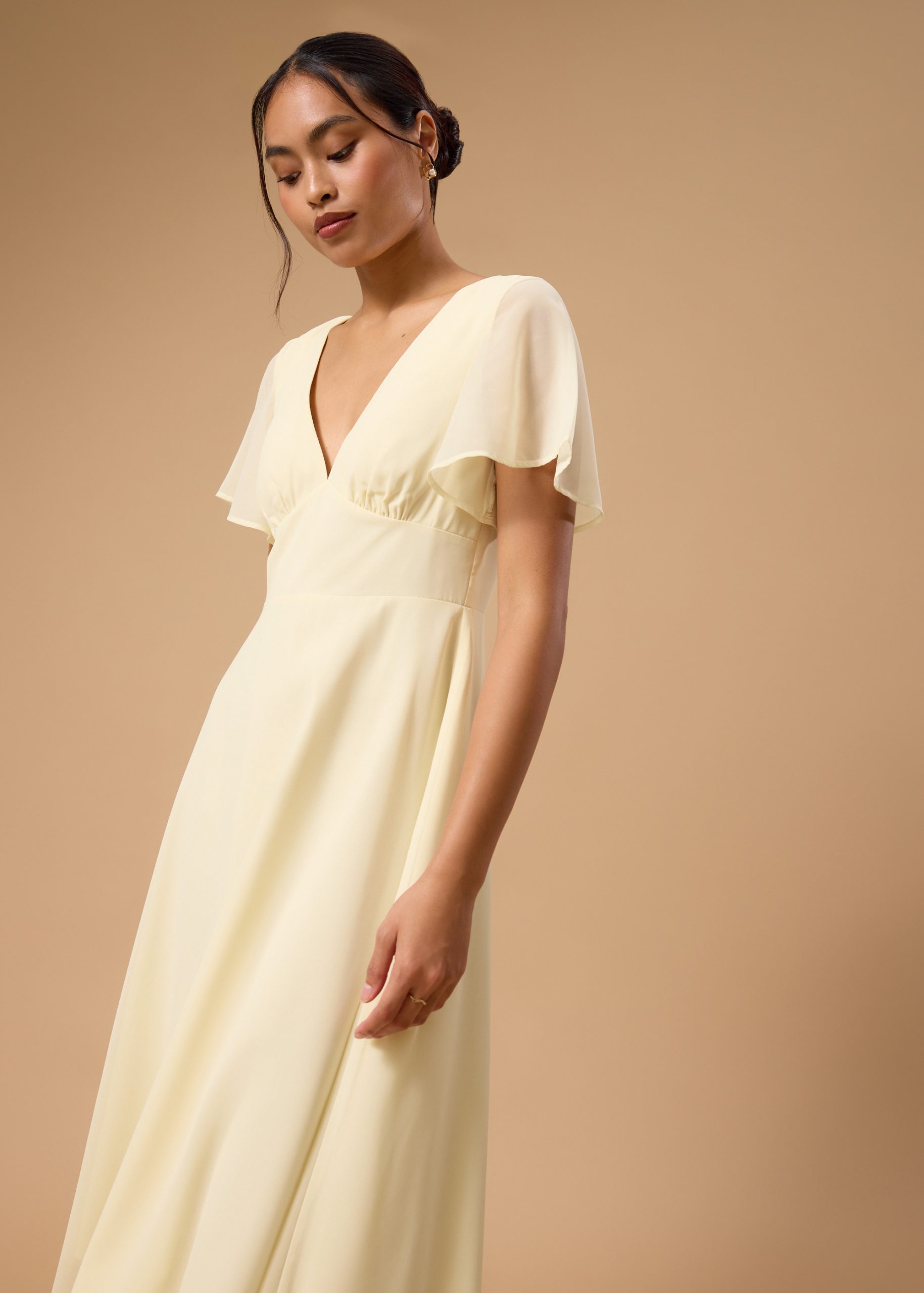 BraFree by LB Georgette Flutter Sleeve Bias Cut Midi Dress - Image 19