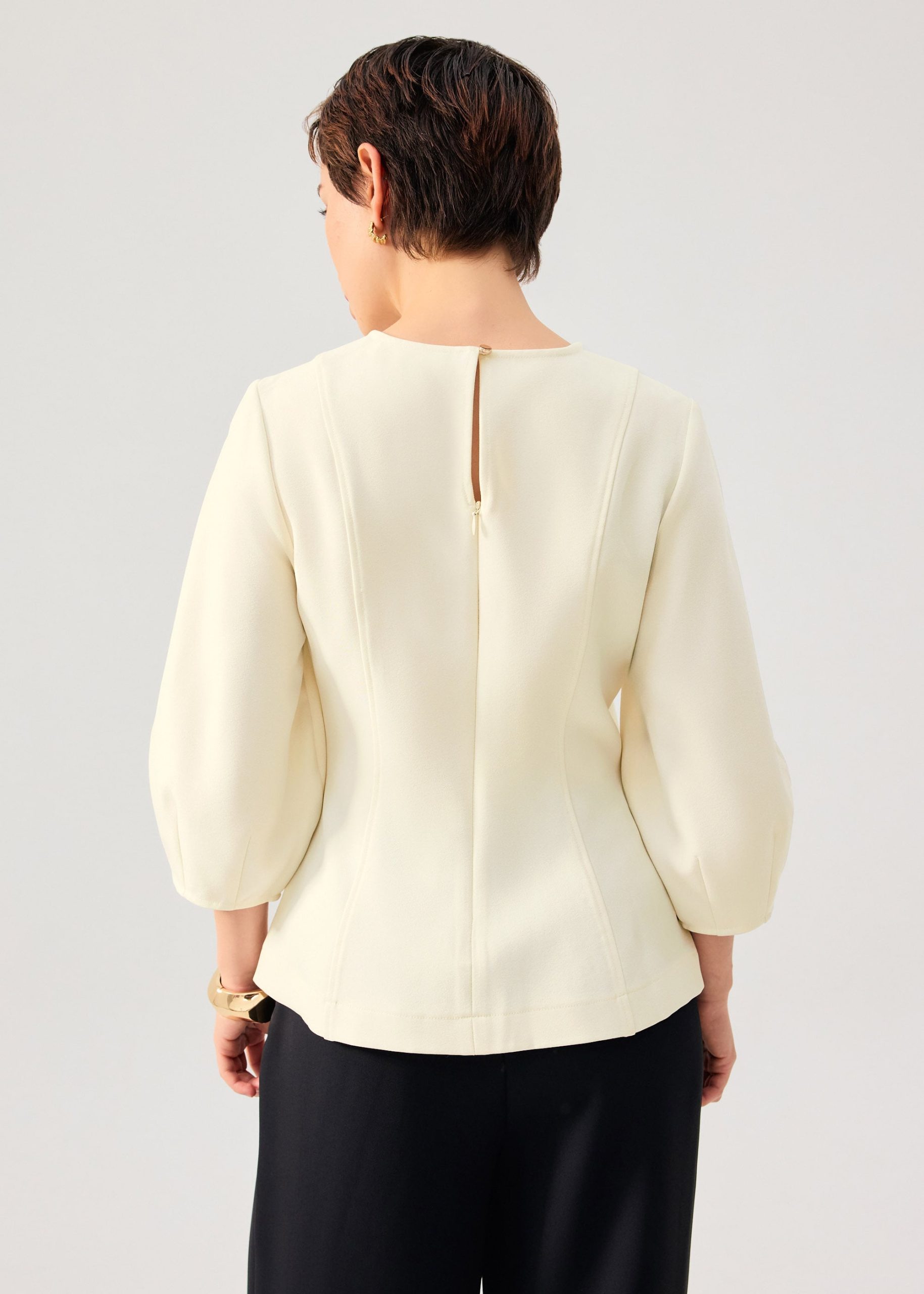 Eunice Panelled Round Neck Puff Sleeve Top - Image 12