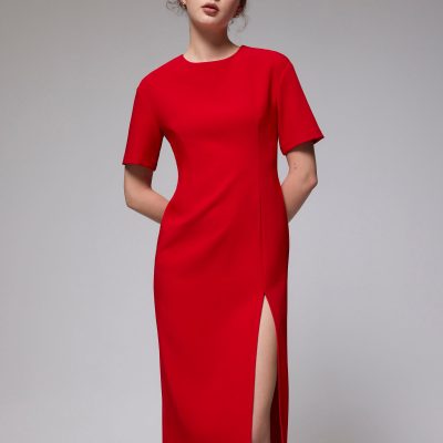 Round Neck Column Midaxi Dress