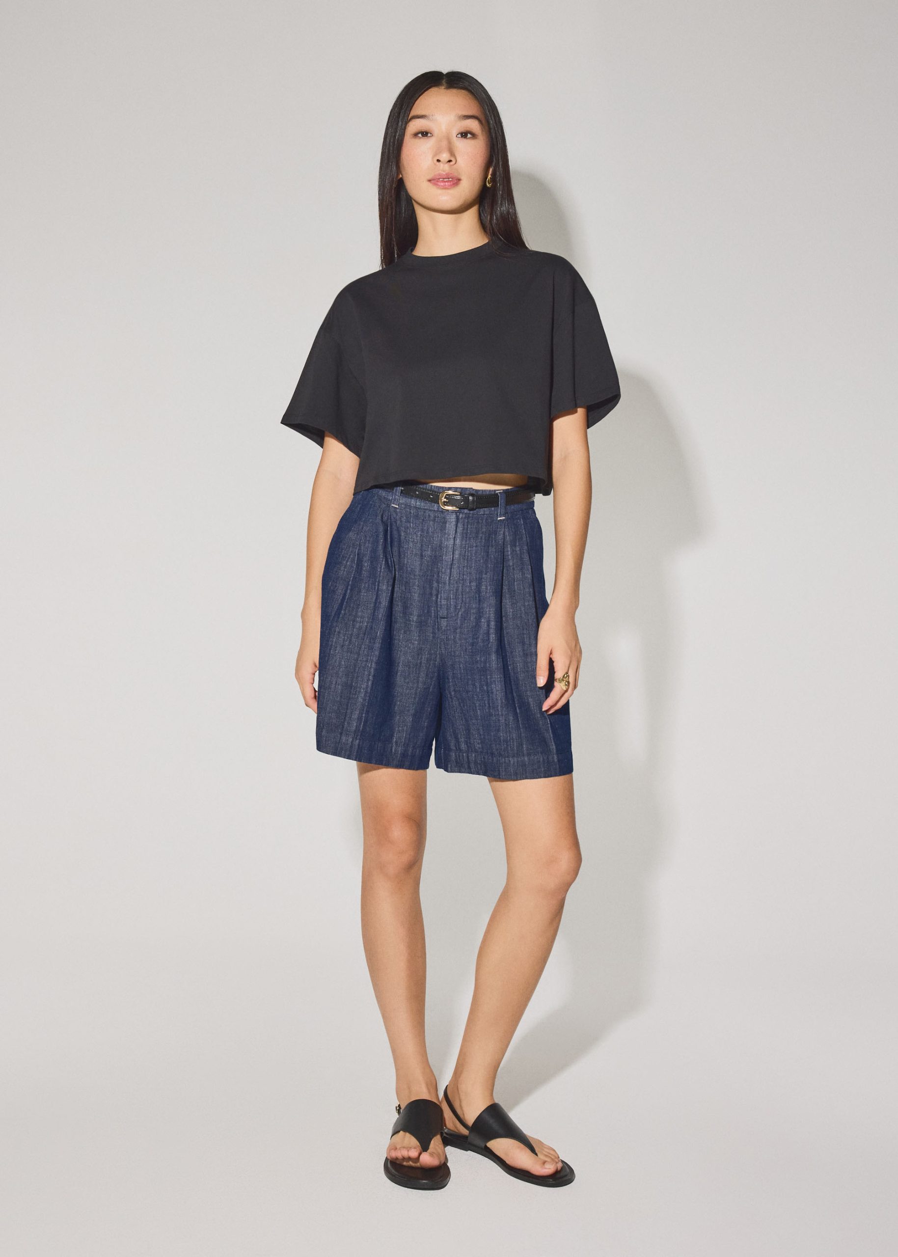 Gita Cotton Round Neck Boxy Crop Tee - Image 5