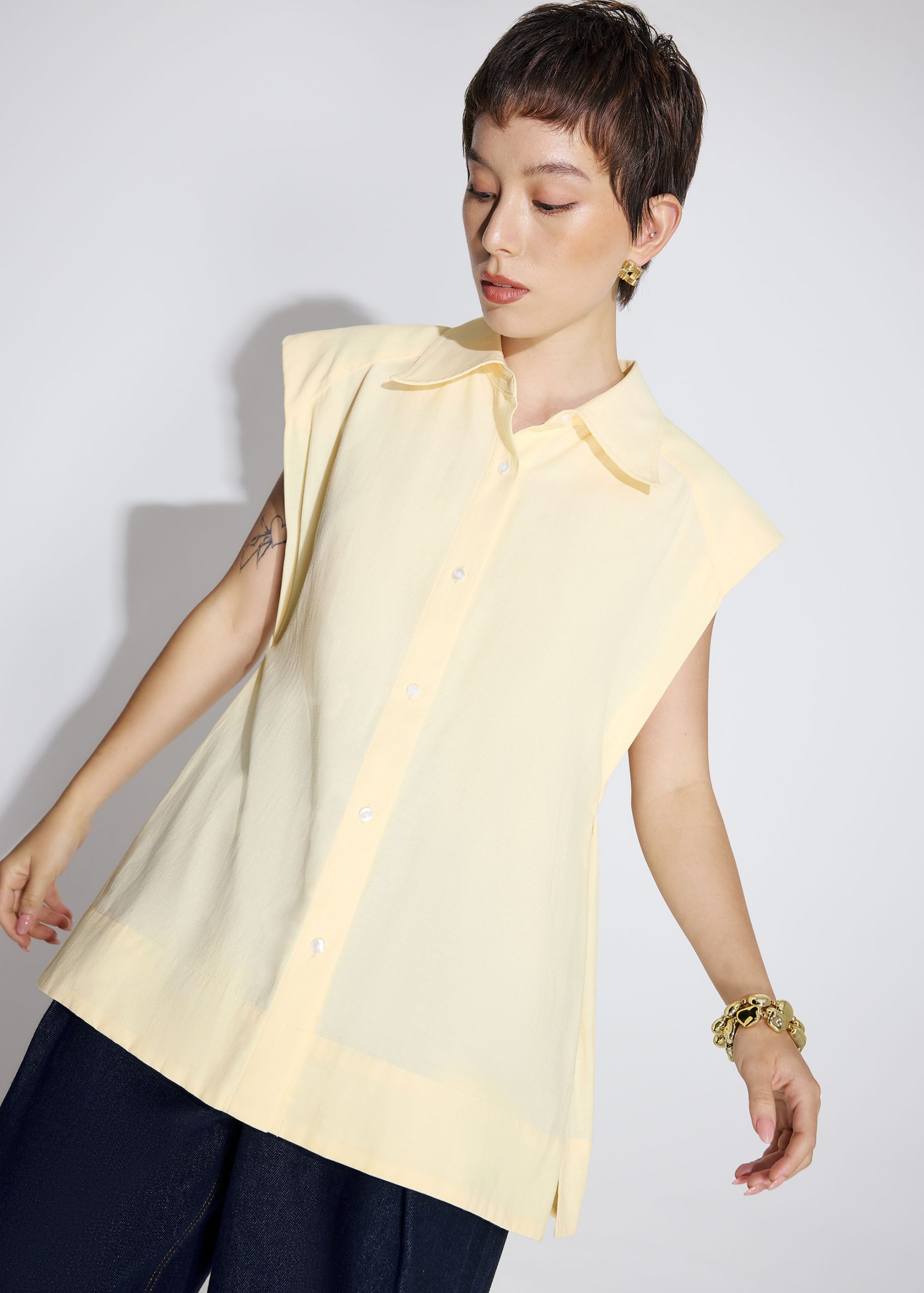 Relaxed Cotton Long Button Down Shirt - Image 20