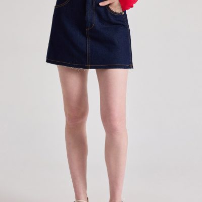 Raw Hem Denim Skirt