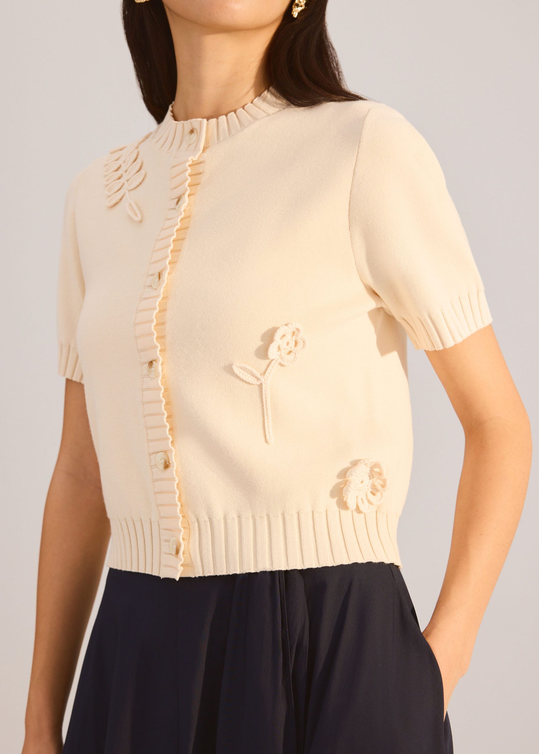 Knit Puff Sleeve Cardigan - Image 8