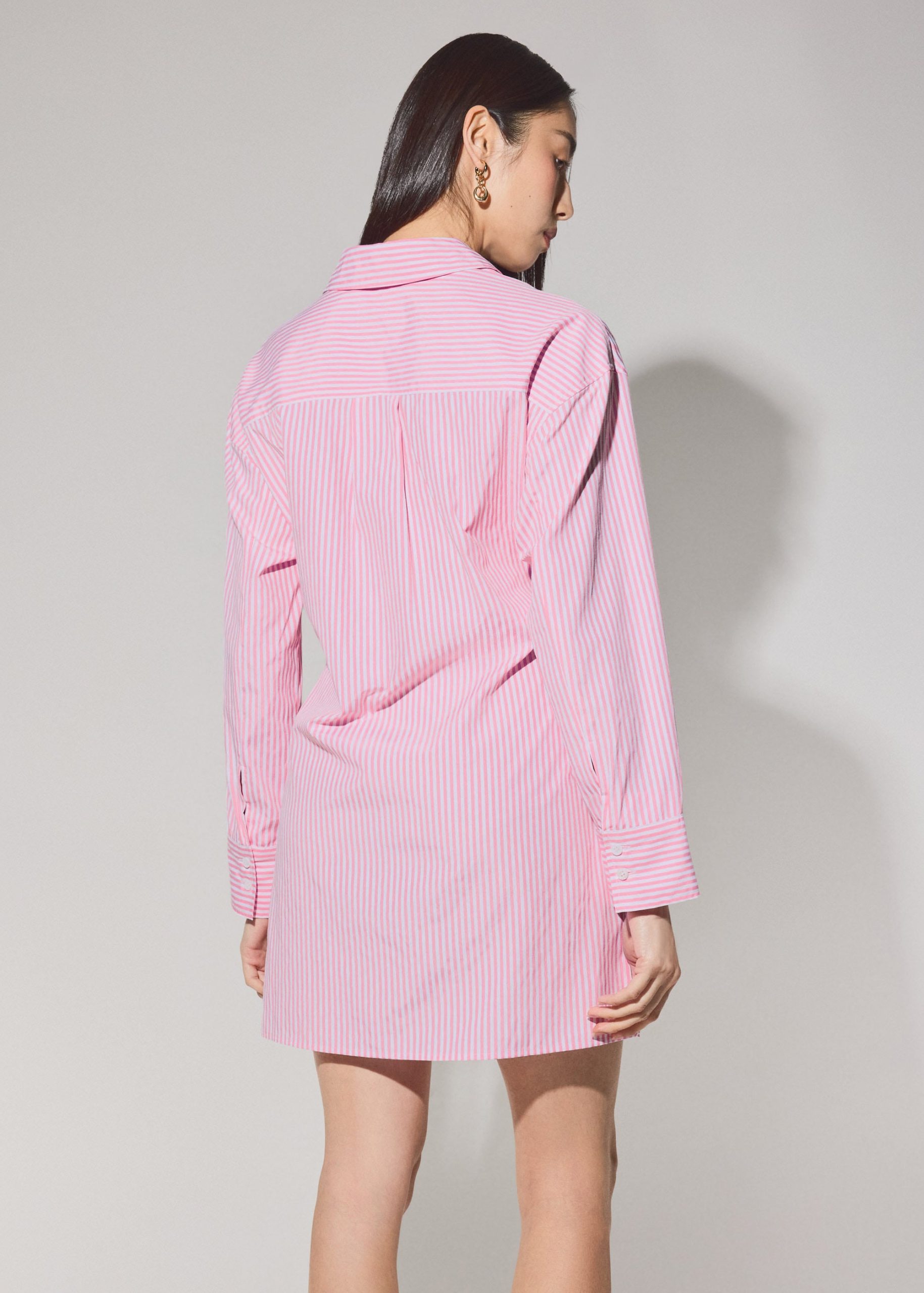 RuchedReady® Striped Cotton Collared A-line Mini Dress - Image 10