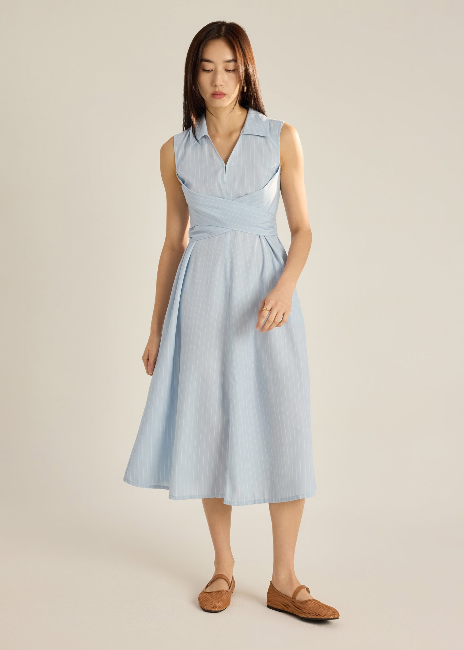 Leela Pinstripe Fit & Flare Dress - Image 12
