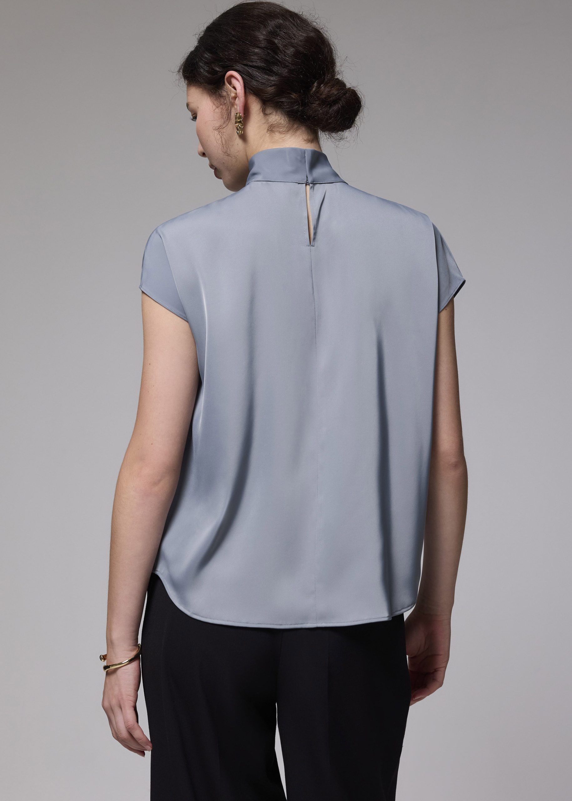 Satin Drape Collared Blouse - Image 19