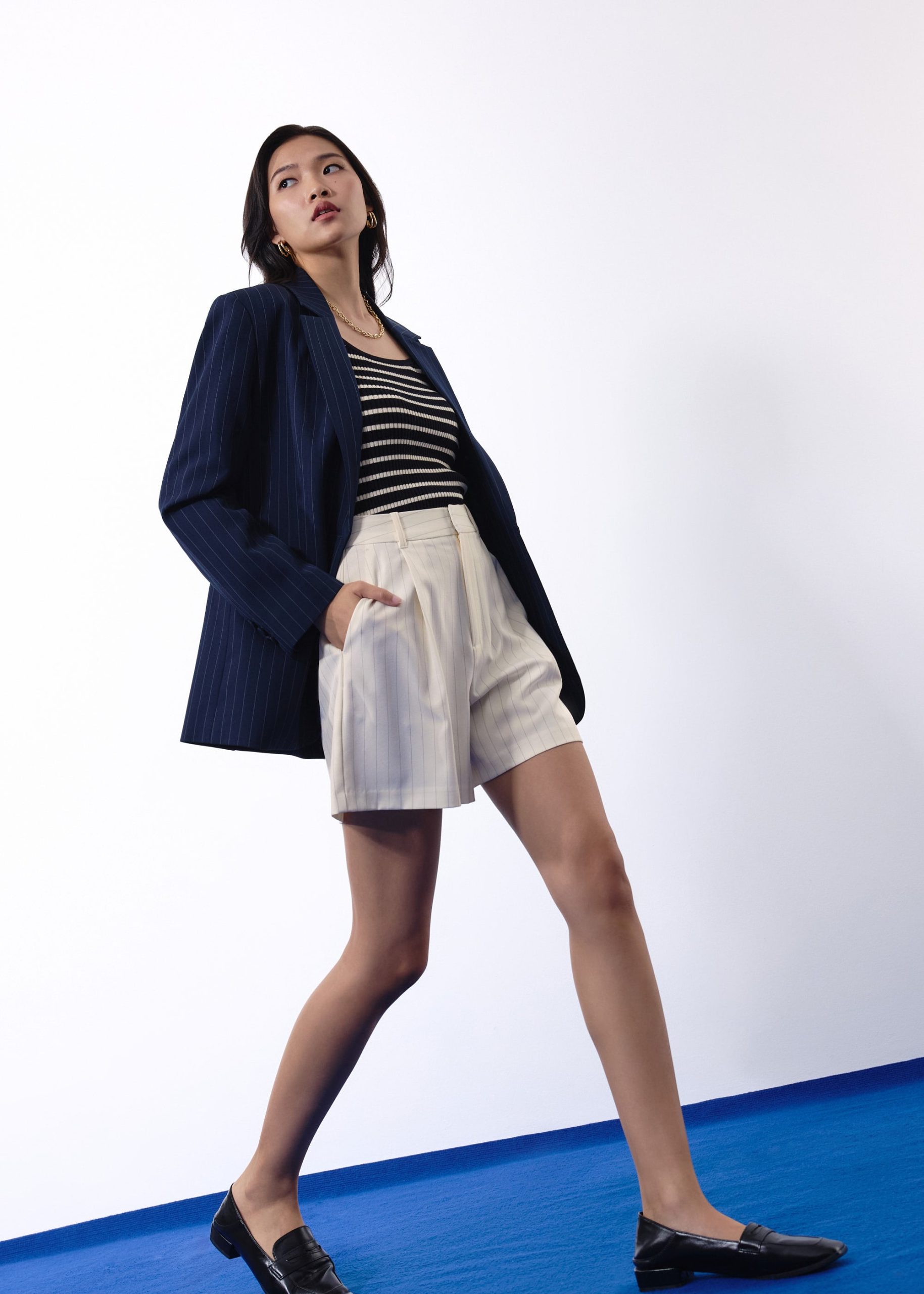 Lei Elastic Tailored Pinstripe Bermuda Shorts - Image 18