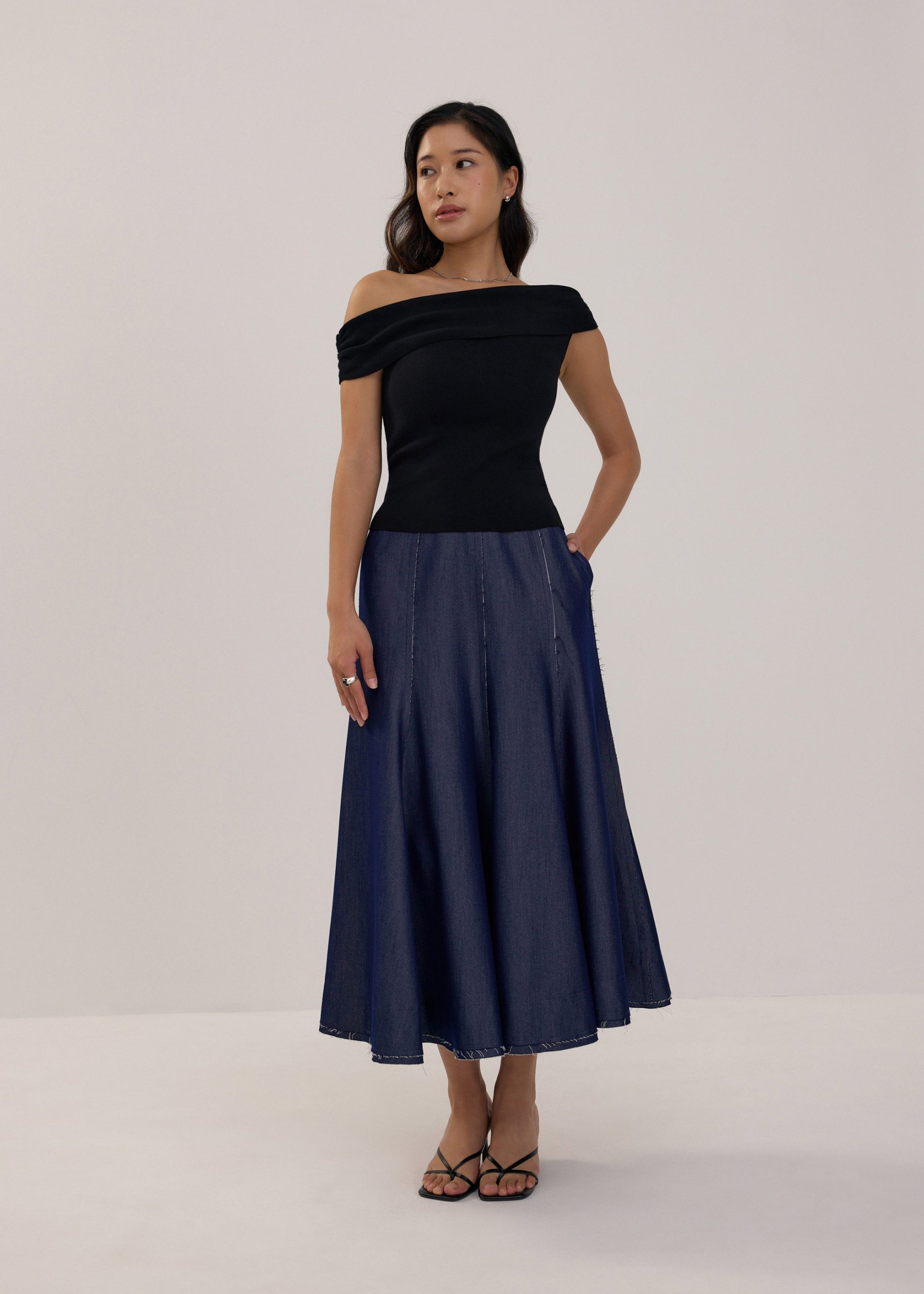 Chambray Flare Maxi Skirt - Image 7
