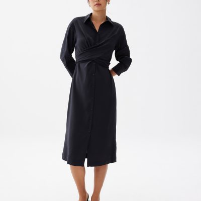 Collared Column Midi Dress