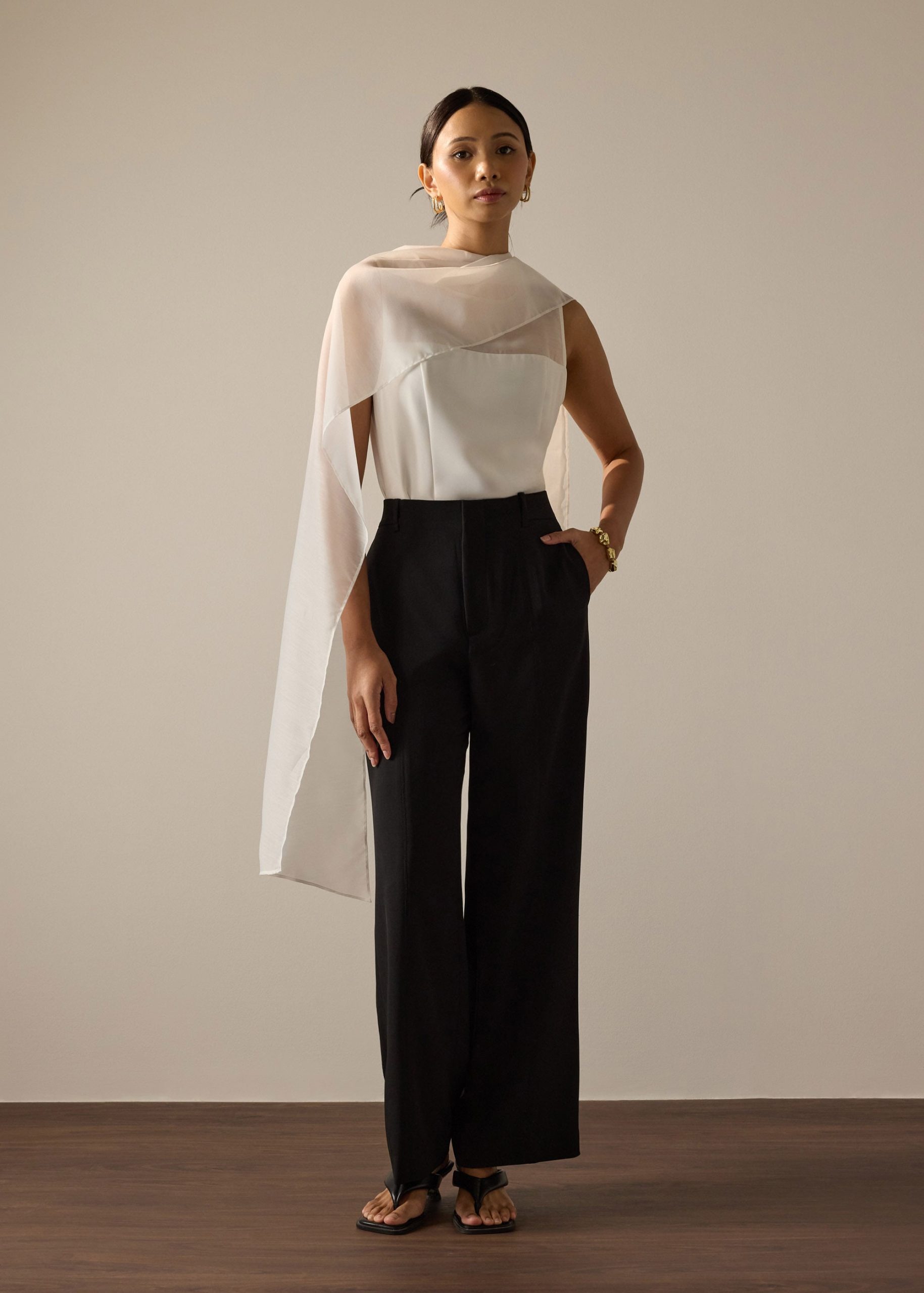 Leggy??Pia Adjustable Hem Elastic Melange Straight Leg Pants - Image 6