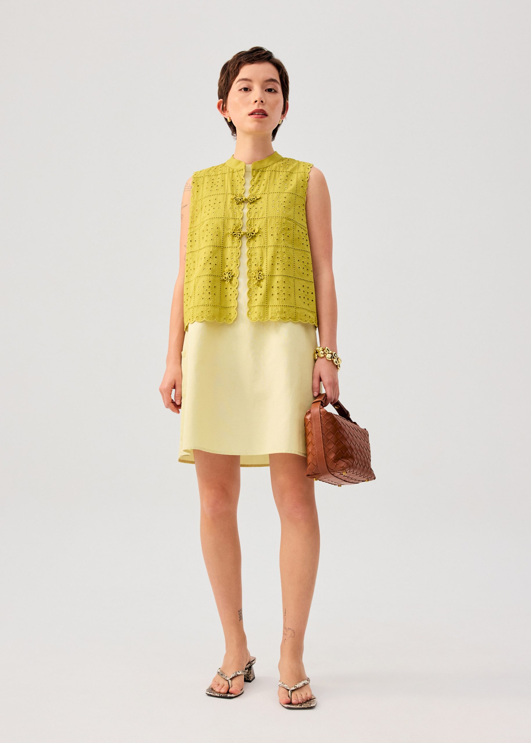Cotton Broderie Mandarin Collar Top - Image 17