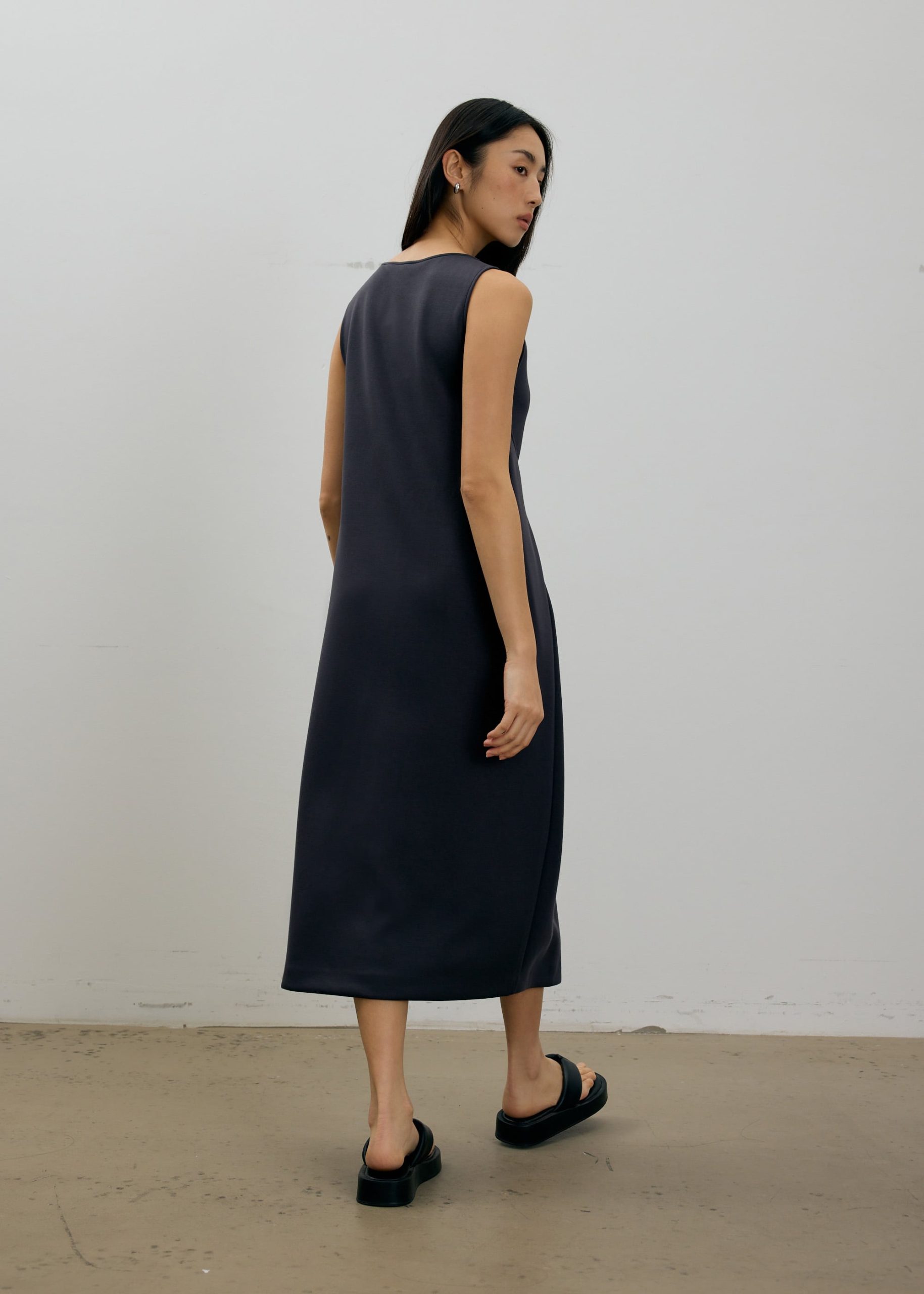 Neoprene Boat Neck Shift Midaxi Dress - Image 9