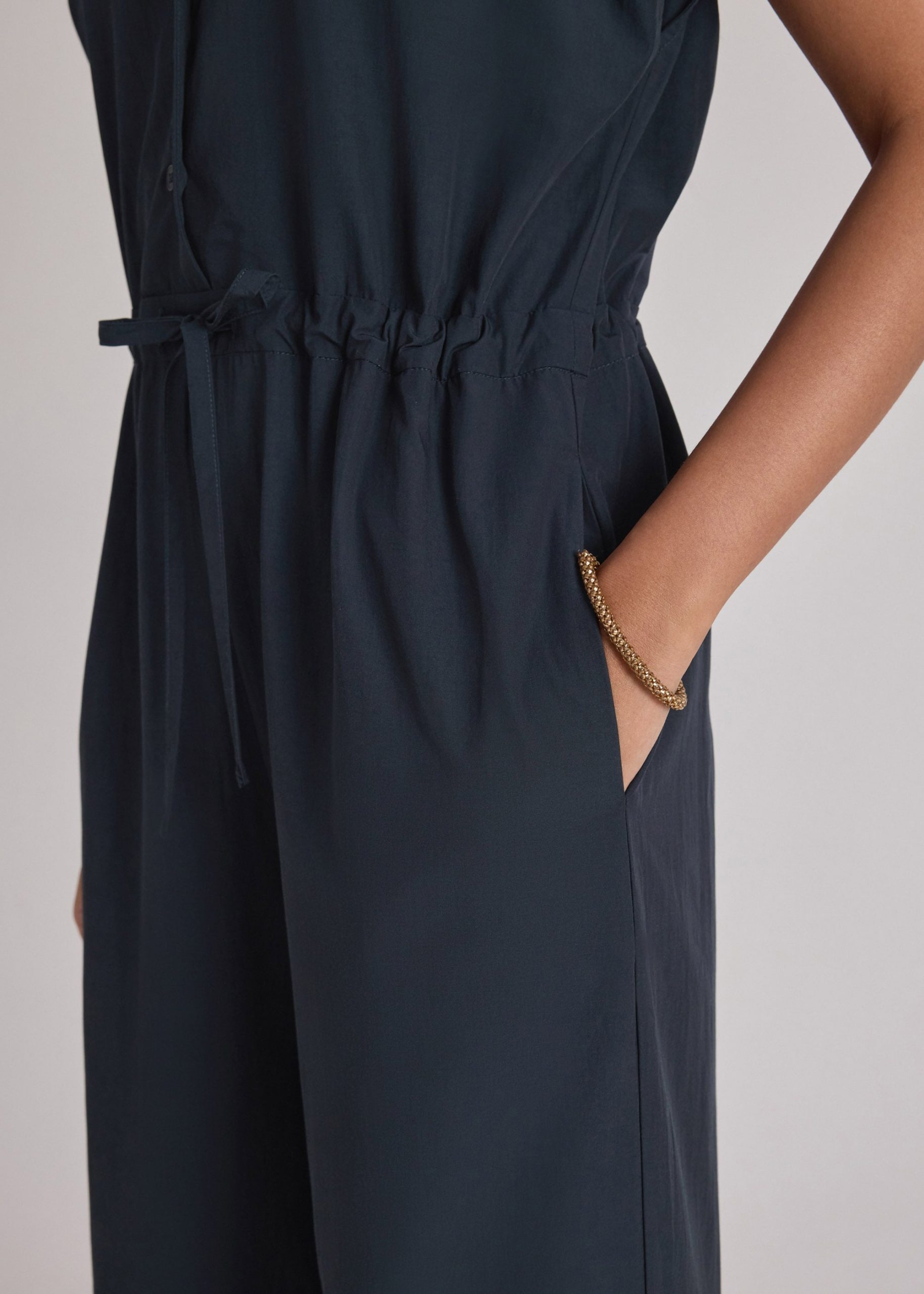 Collared Drawstring Waist Jumpsuit - Image 5