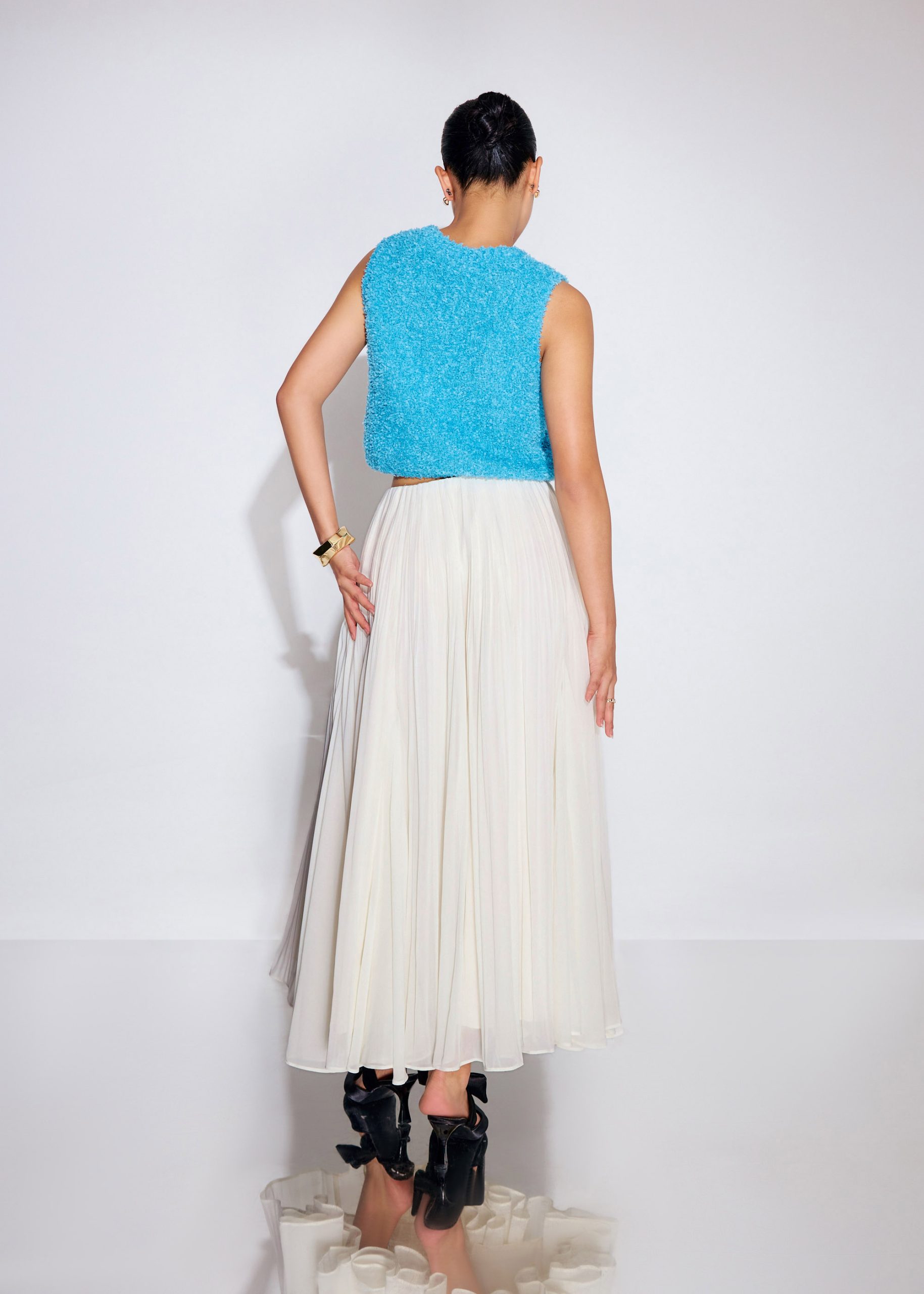 Elastic Pleated Flare Midaxi Skirt - Image 15