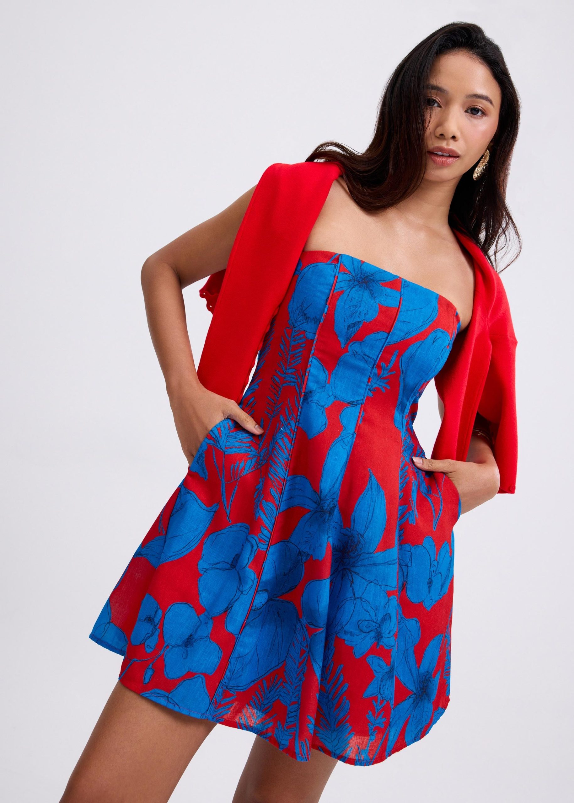 BraFree by LB Tube Fit & Flare Mini Dress in Garden City Blooms - Image 2