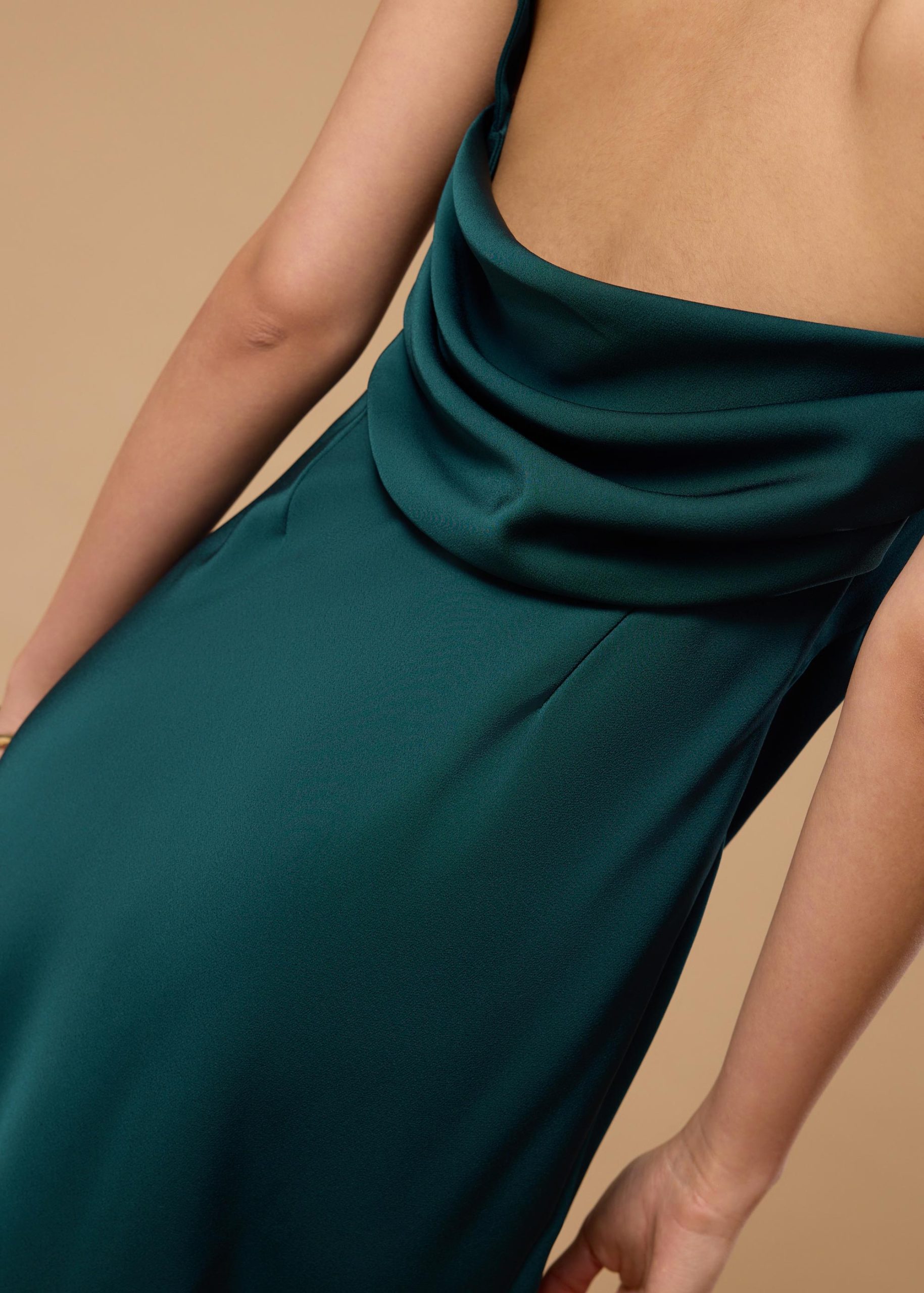 BraFree by LB Satin Cowl Neck Bias Cut Maxi Dress - Image 11