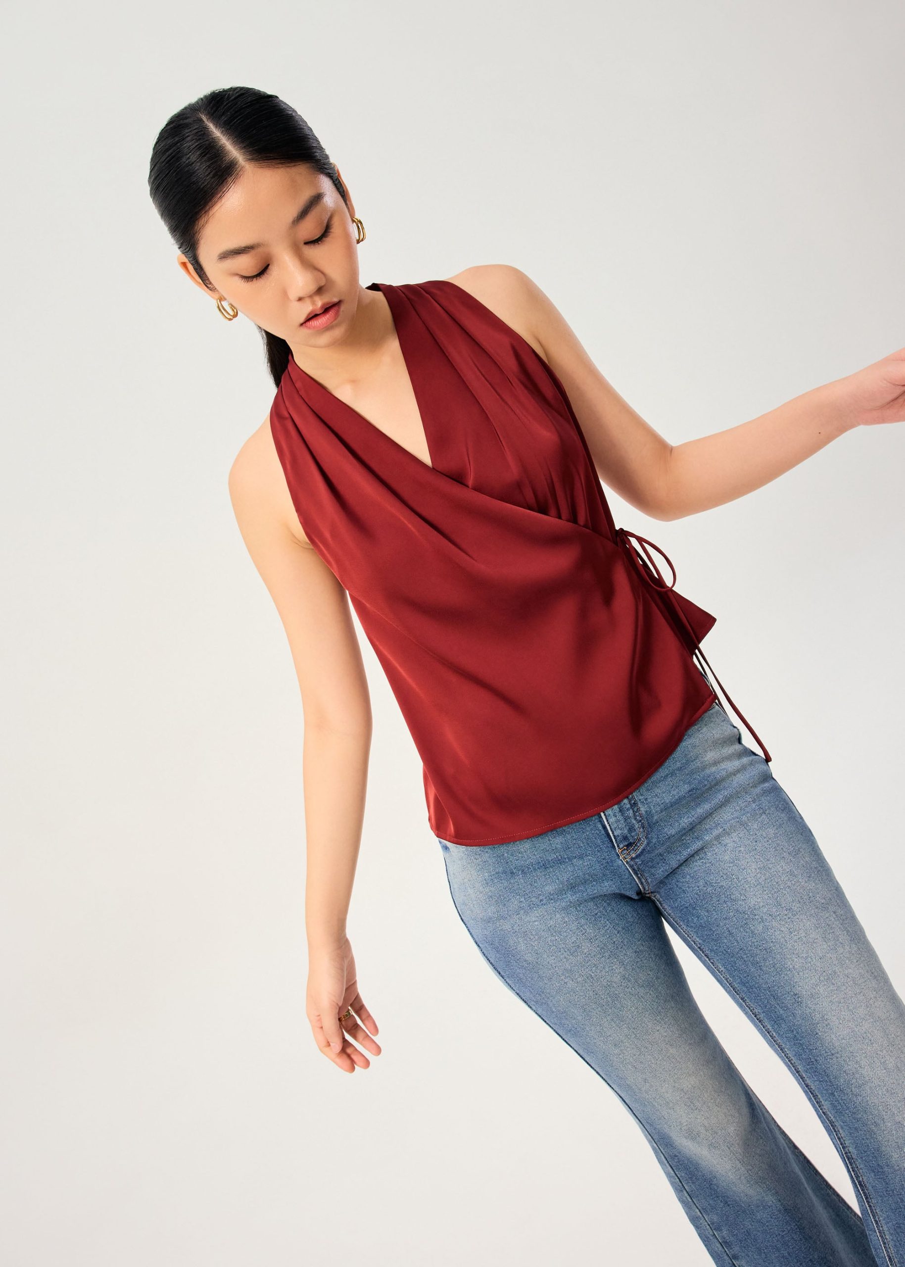 Kareena Front Wrap Satin Top - Image 9