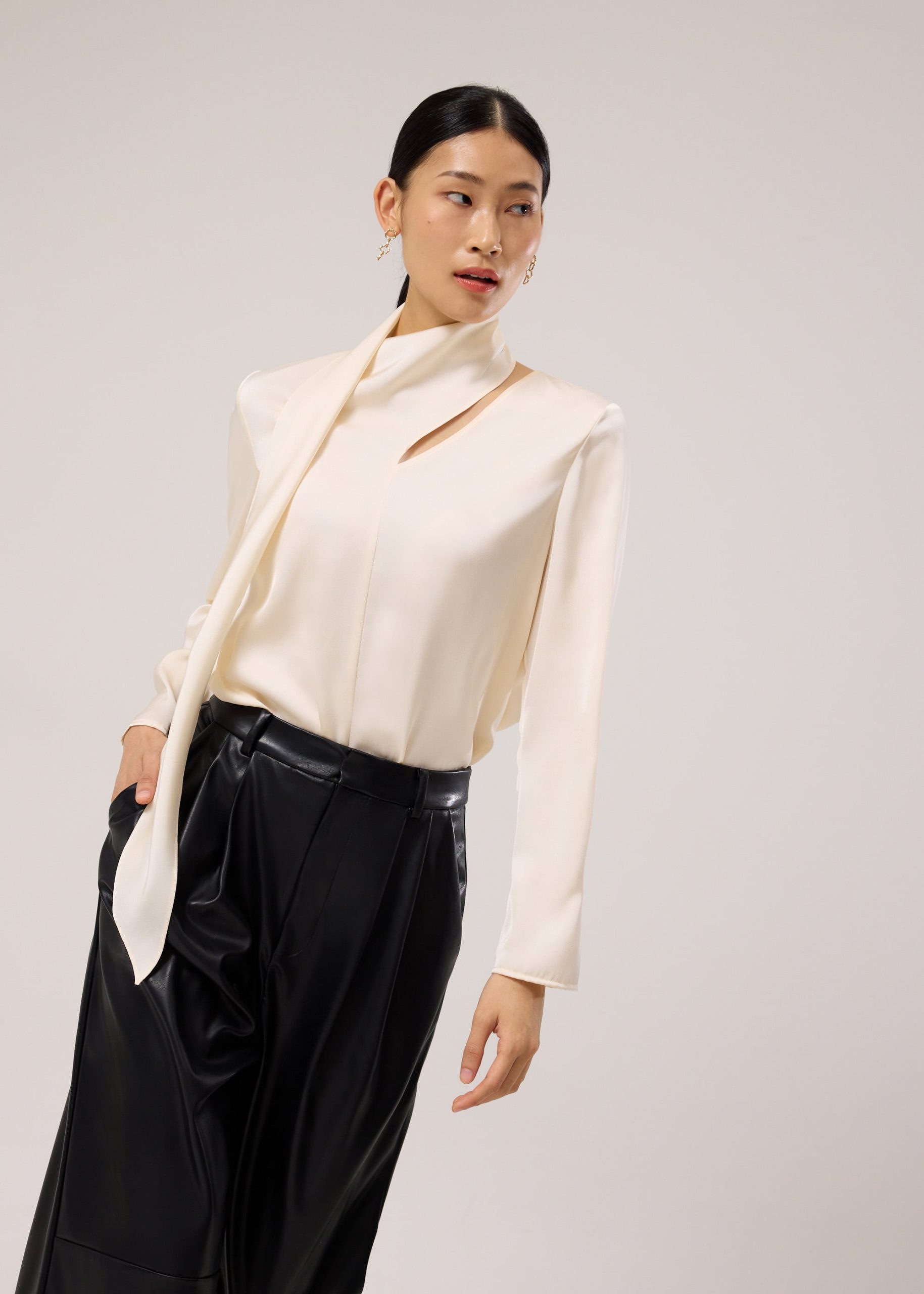 RuchedReady® Yejin Satin Sash Asymmetric Top - Image 3