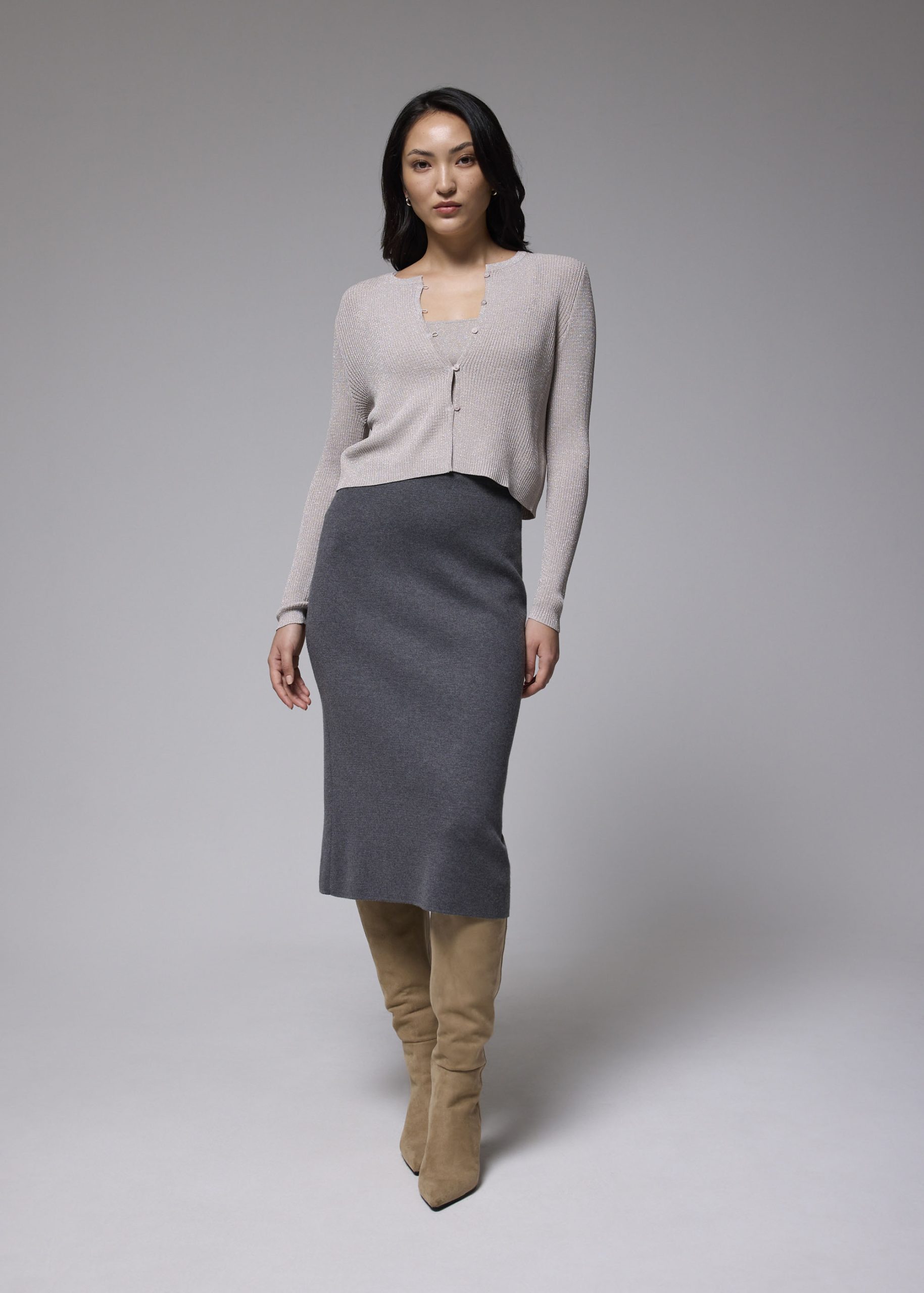 Crop Round Neck Knit Cardigan - Image 12