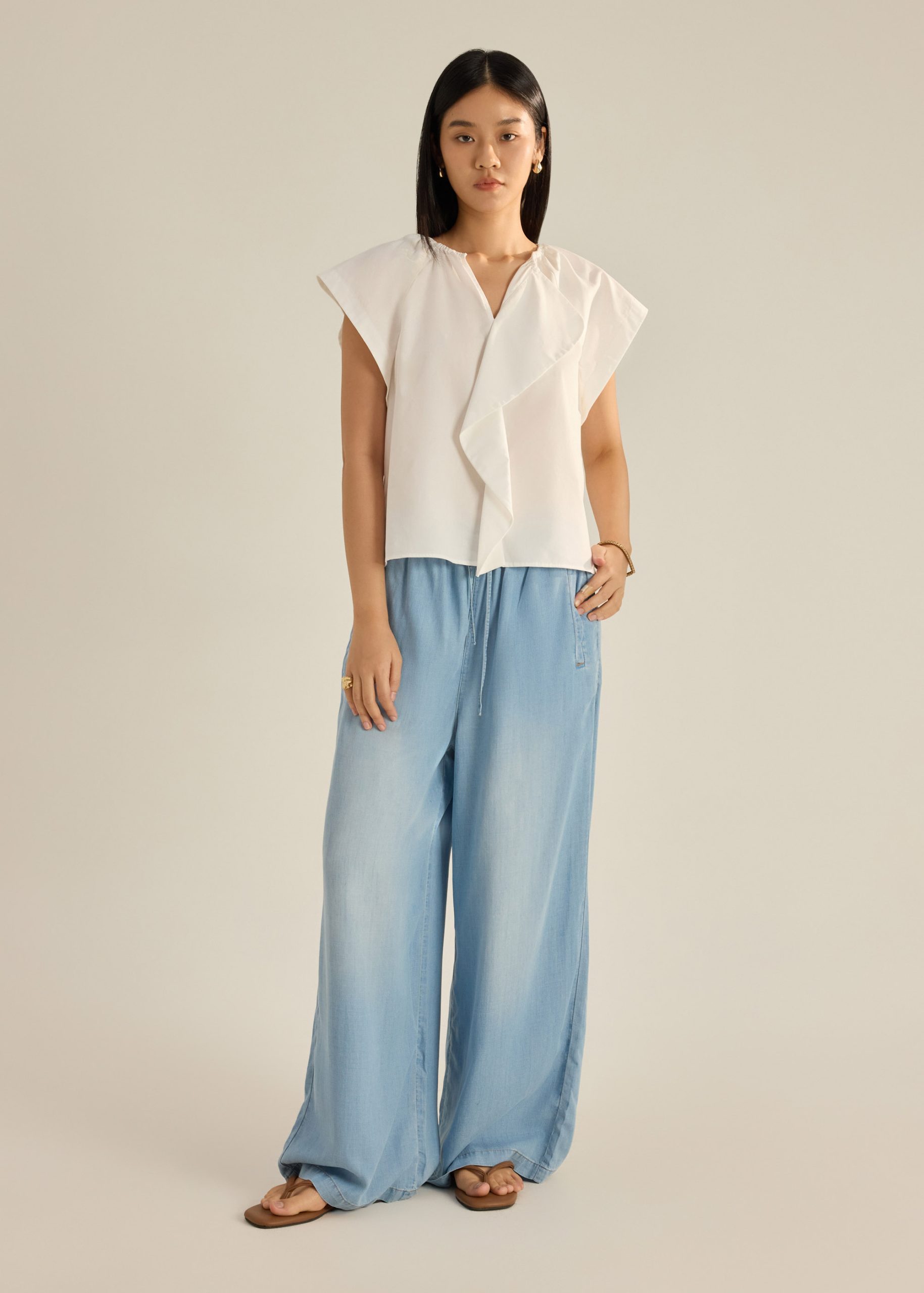 Keiko Cotton Draped Panel Top - Image 3