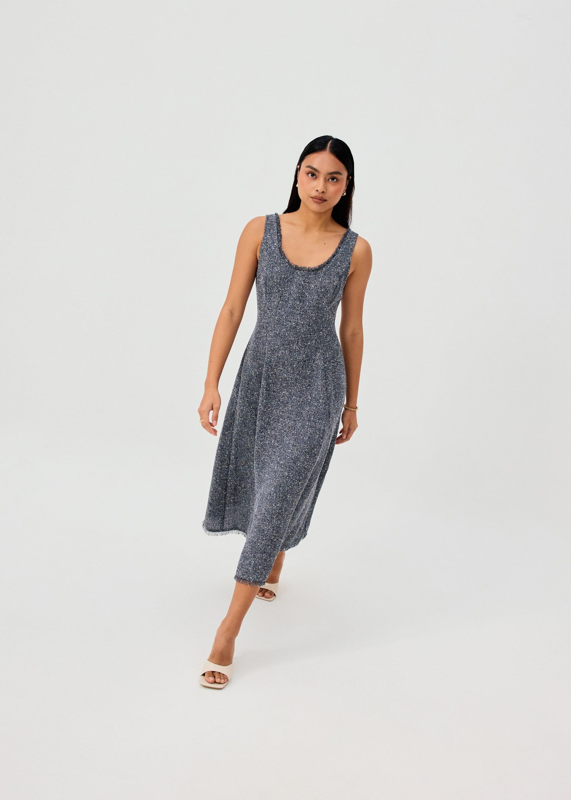 Nina Tweed Scoop Neck Fit & Flare Midaxi Dress - Image 3