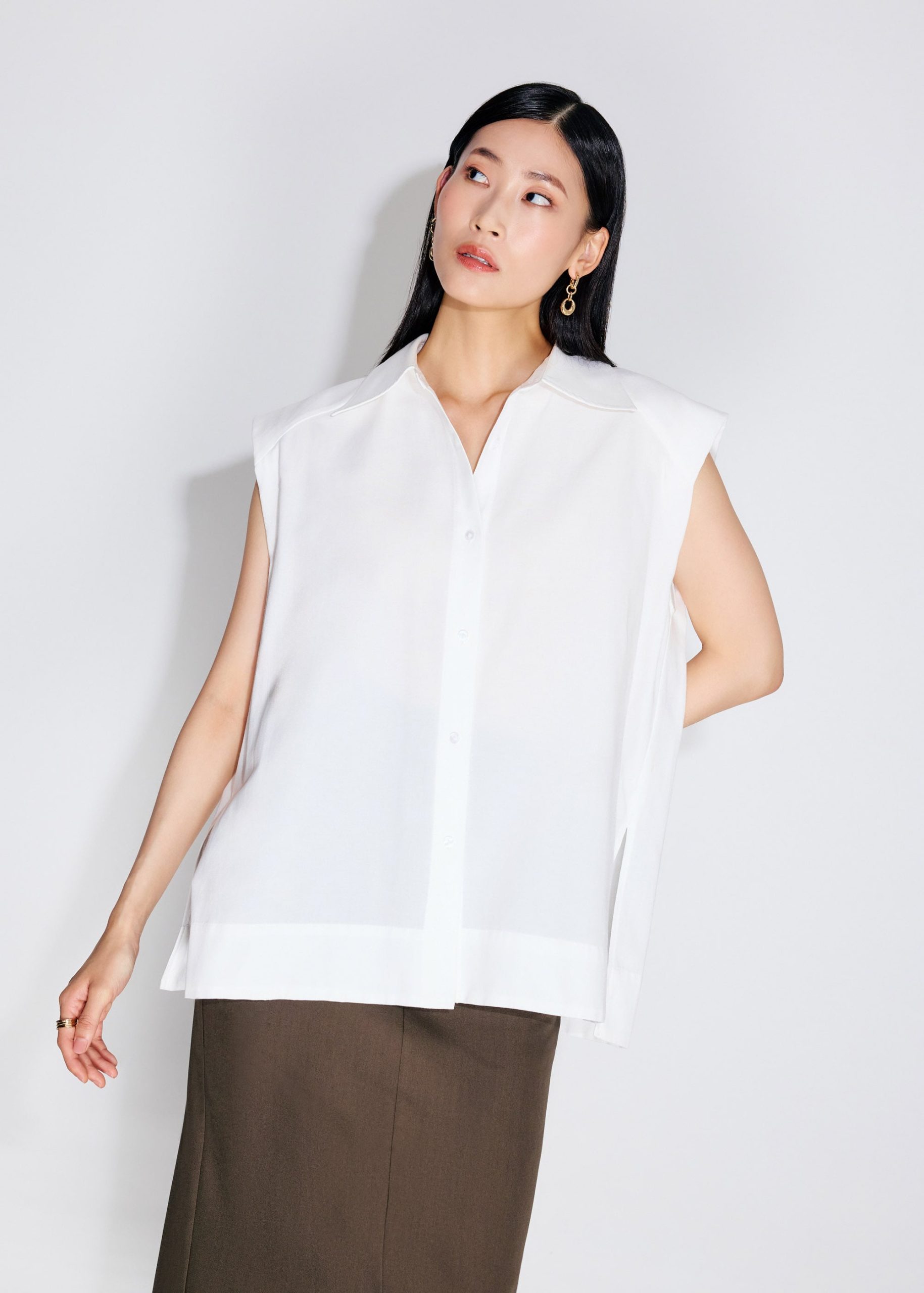 Relaxed Cotton Long Button Down Shirt - Image 5
