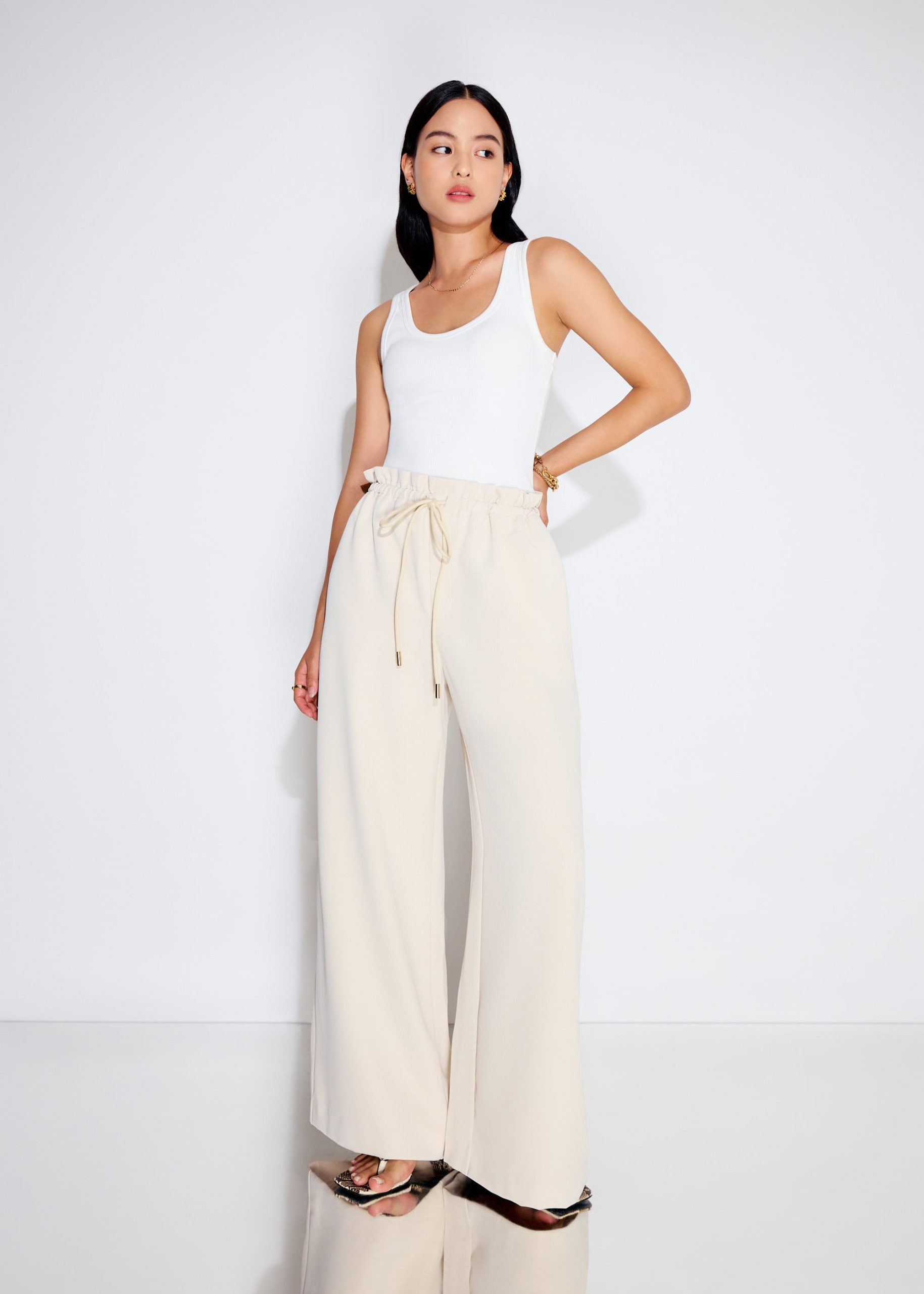 Elastic Drawstring Straight Leg Pants - Image 11
