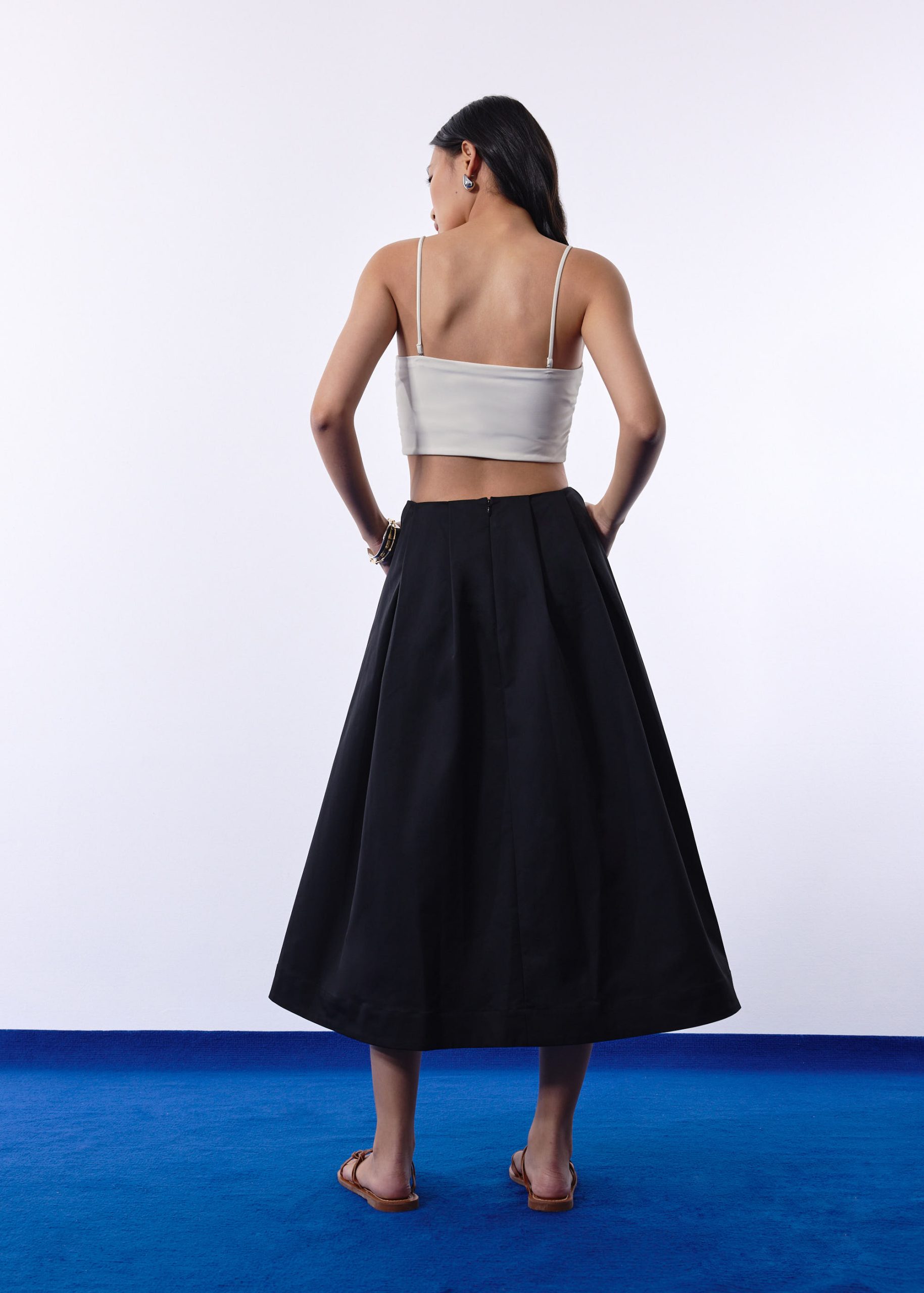 Nycha Taffeta Pleated Flare Midaxi Skirt - Image 6