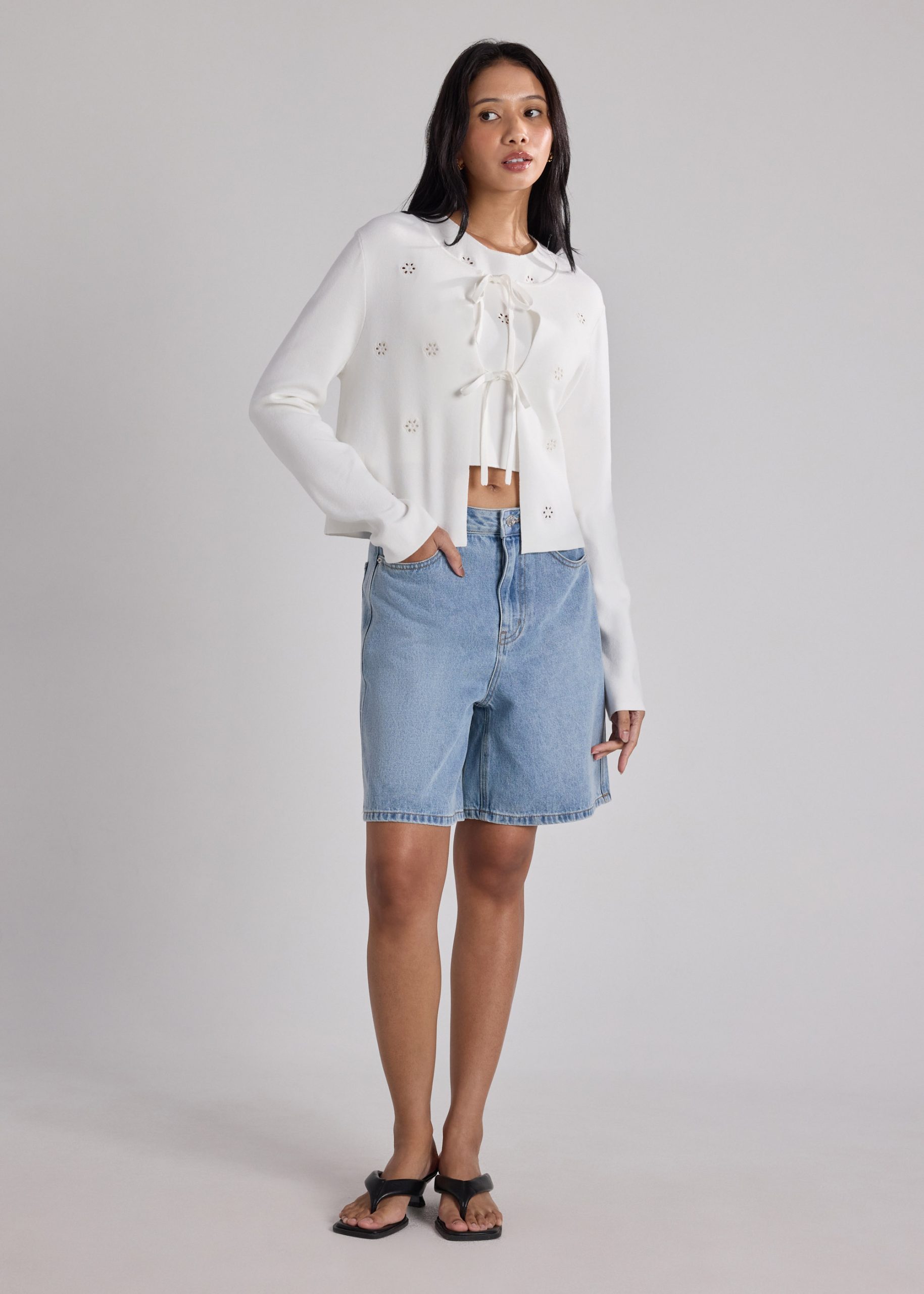 Floral Eyelet Knit Cardigan - Image 8