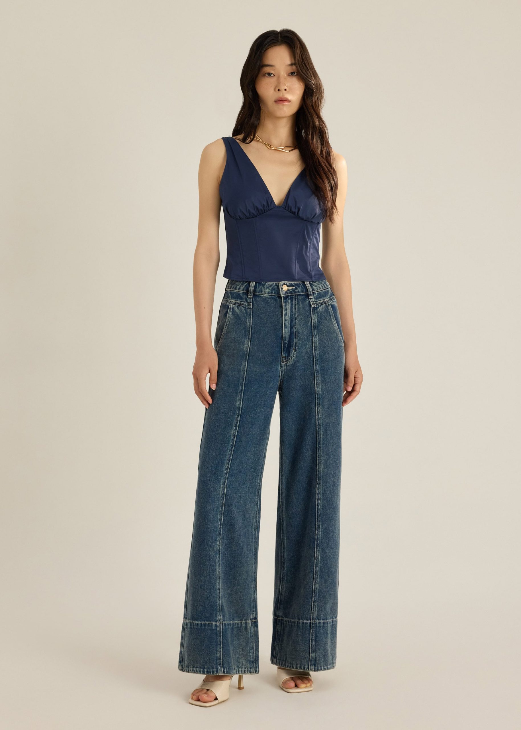 Leggy??Denim Panelled Wide Leg Jeans - Image 10