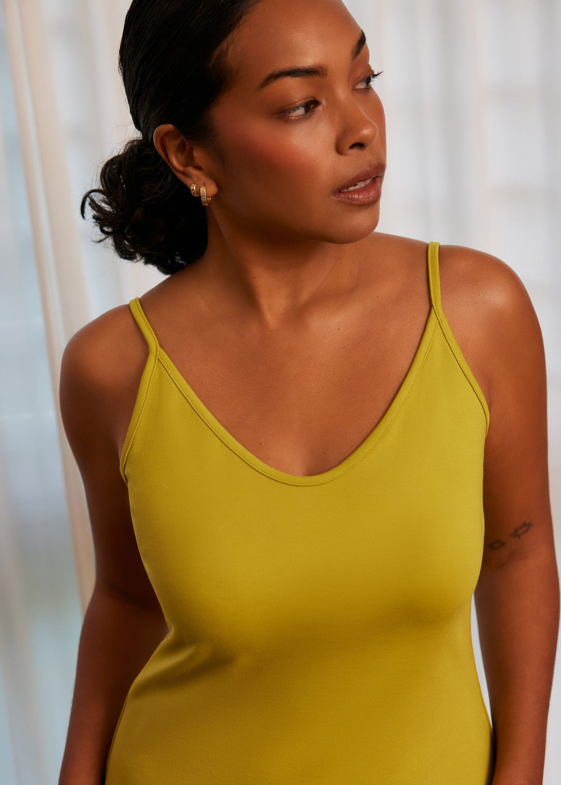 Fitted V-neck Jersey Midaxi Dress - Image 2