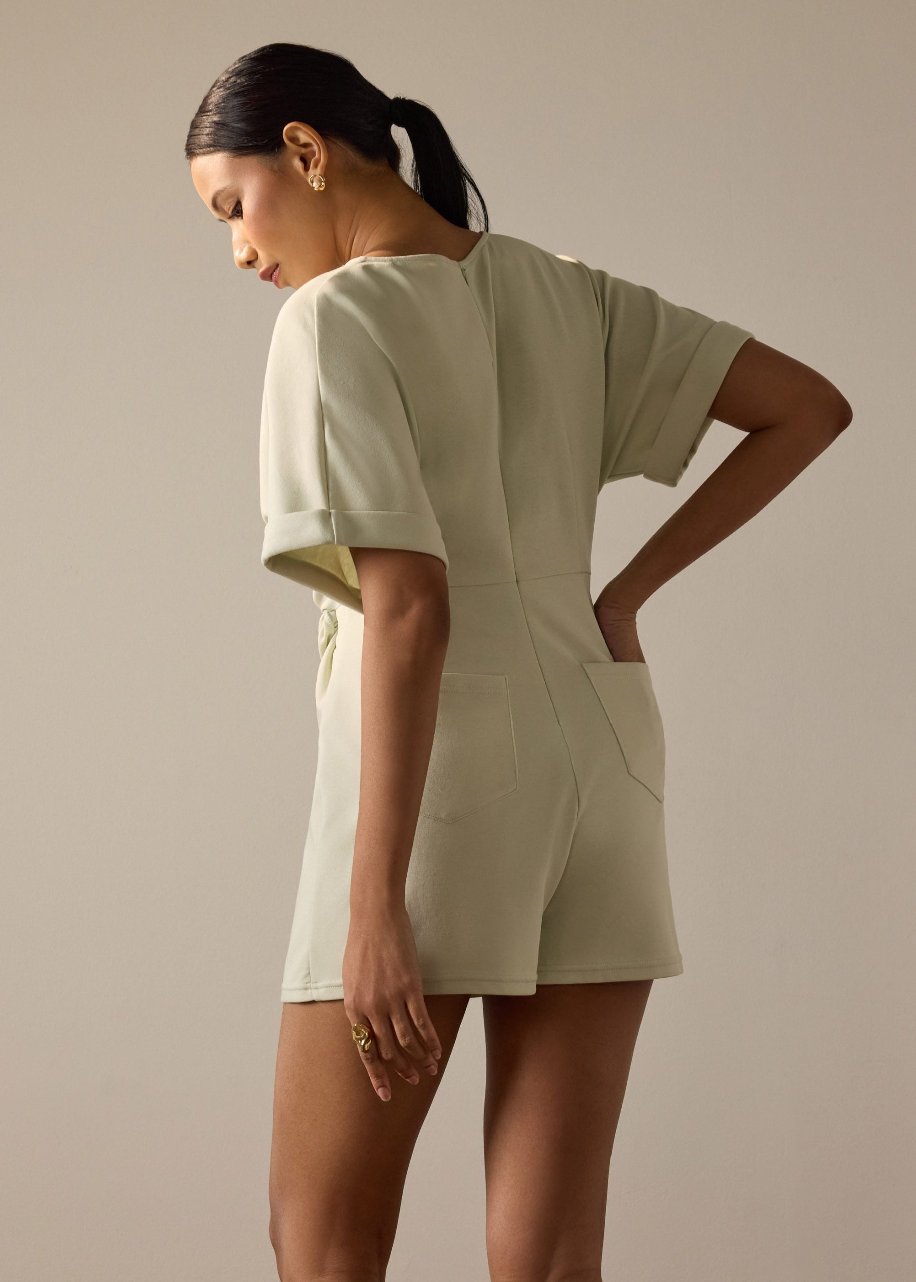 Cotton Twist Knot A-Line Romper - Image 6