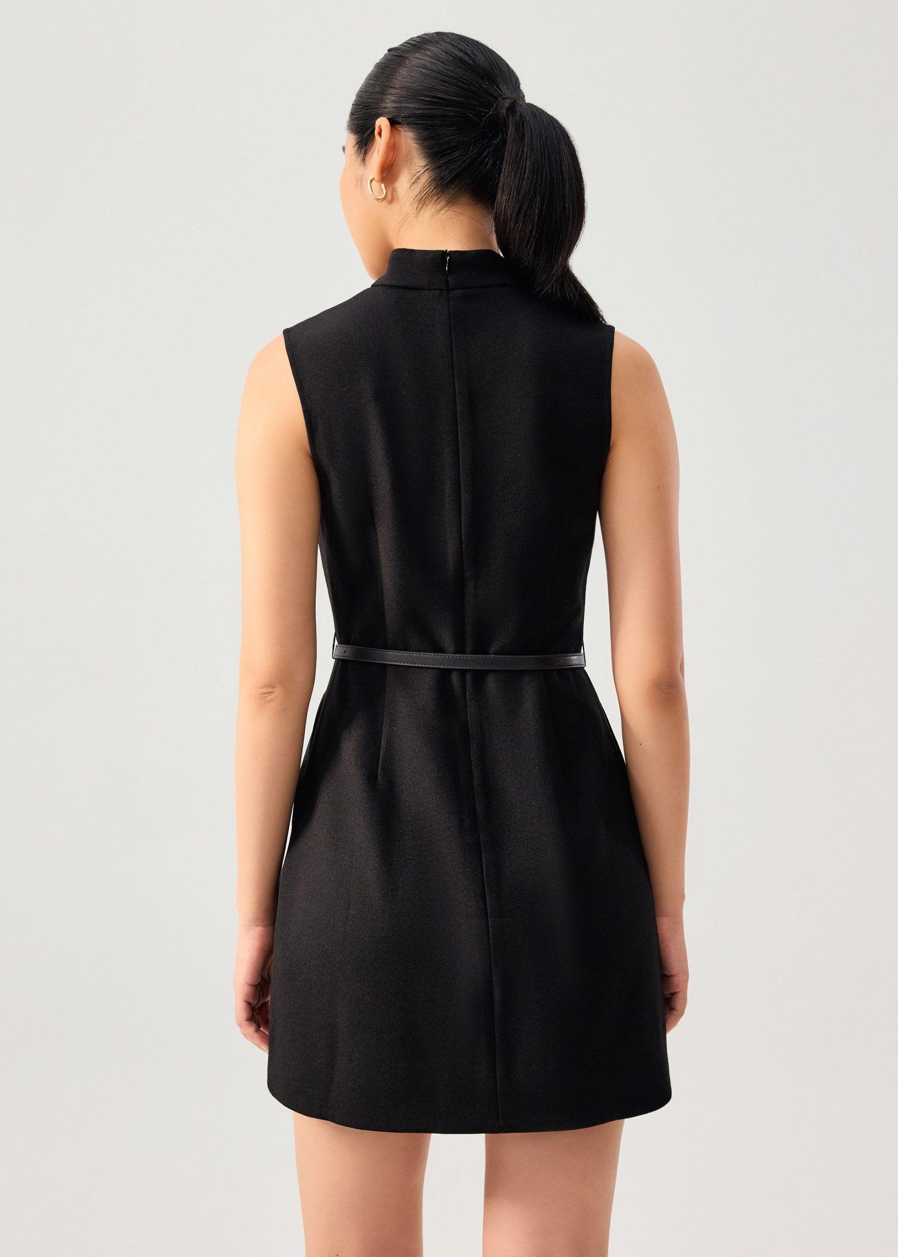 Suyin Belted Mandarin Collar Mini Dress - Image 7