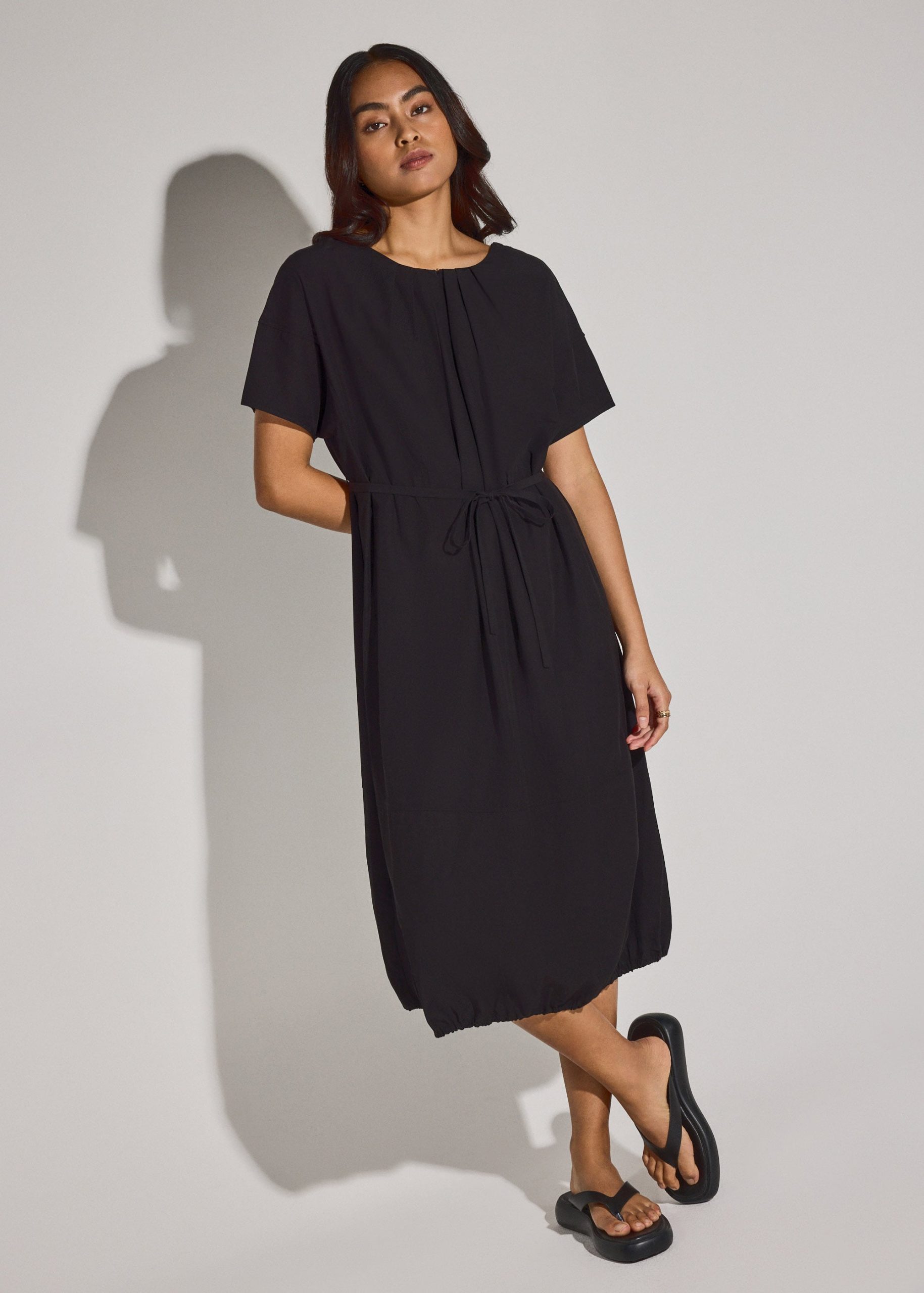 Multi-way Cotton Drawstring Cocoon Midaxi Dress