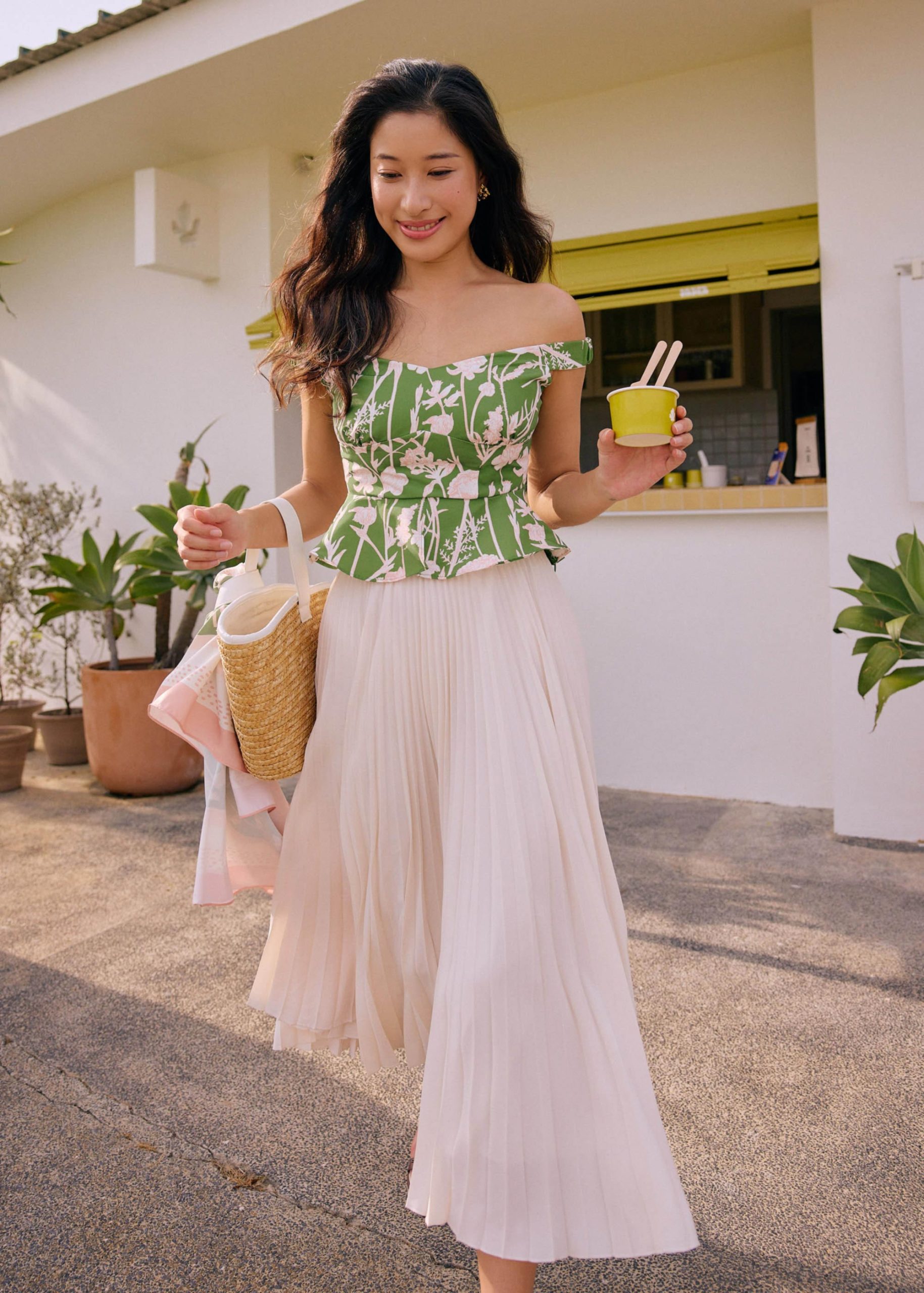Off Shoulder Peplum Top in Tidal Blooms - Image 7