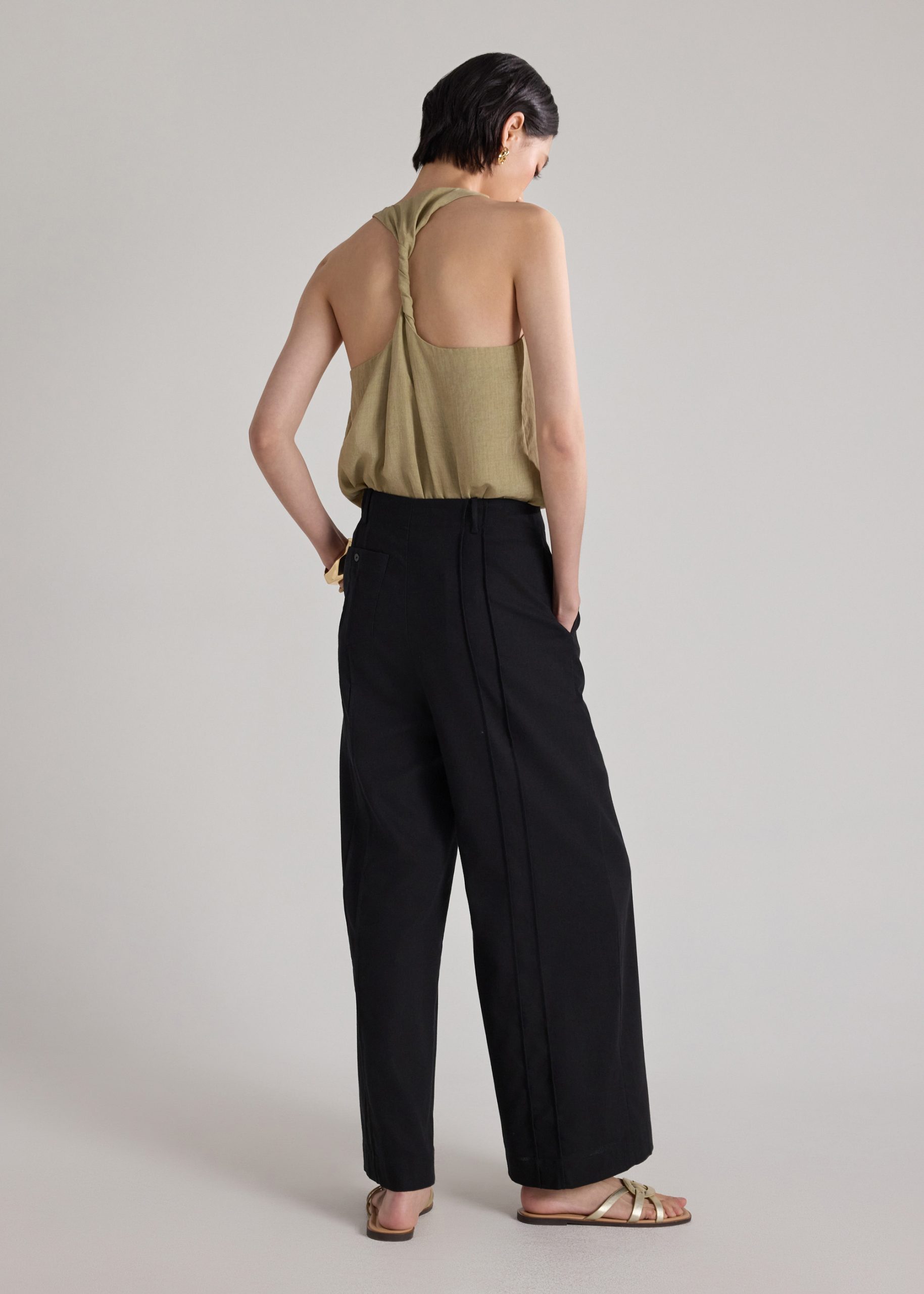 Pintuck Wide Leg Pants - Image 4