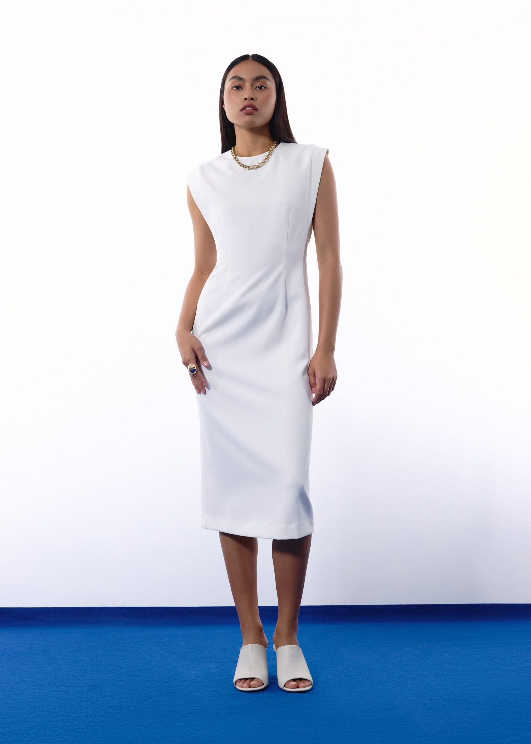 Eika Panelled Cap Sleeve Column Midi Dress - Image 11