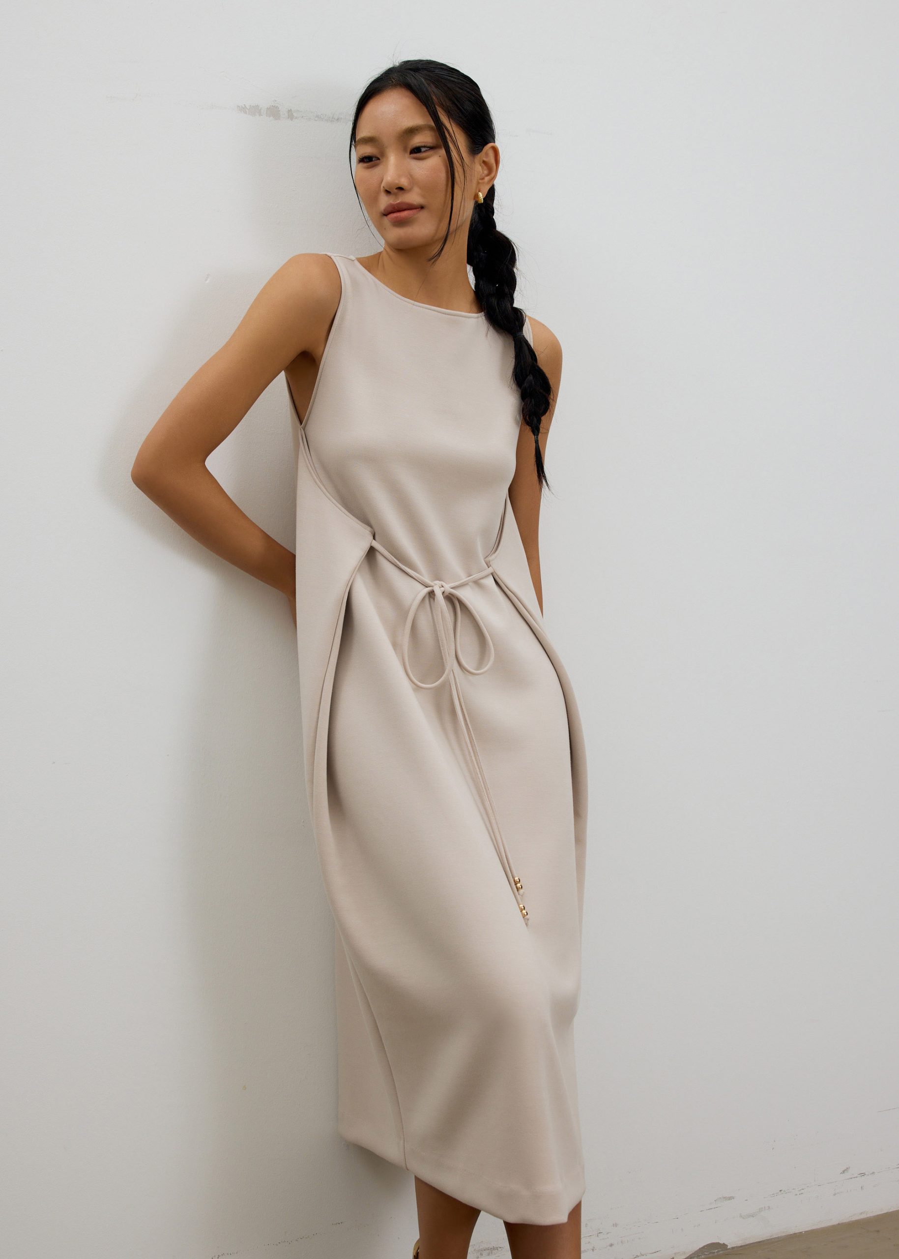 Neoprene Boat Neck Shift Midaxi Dress - Image 3