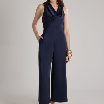 BraFree by LB Satin Cowl Neck Jumpsuit