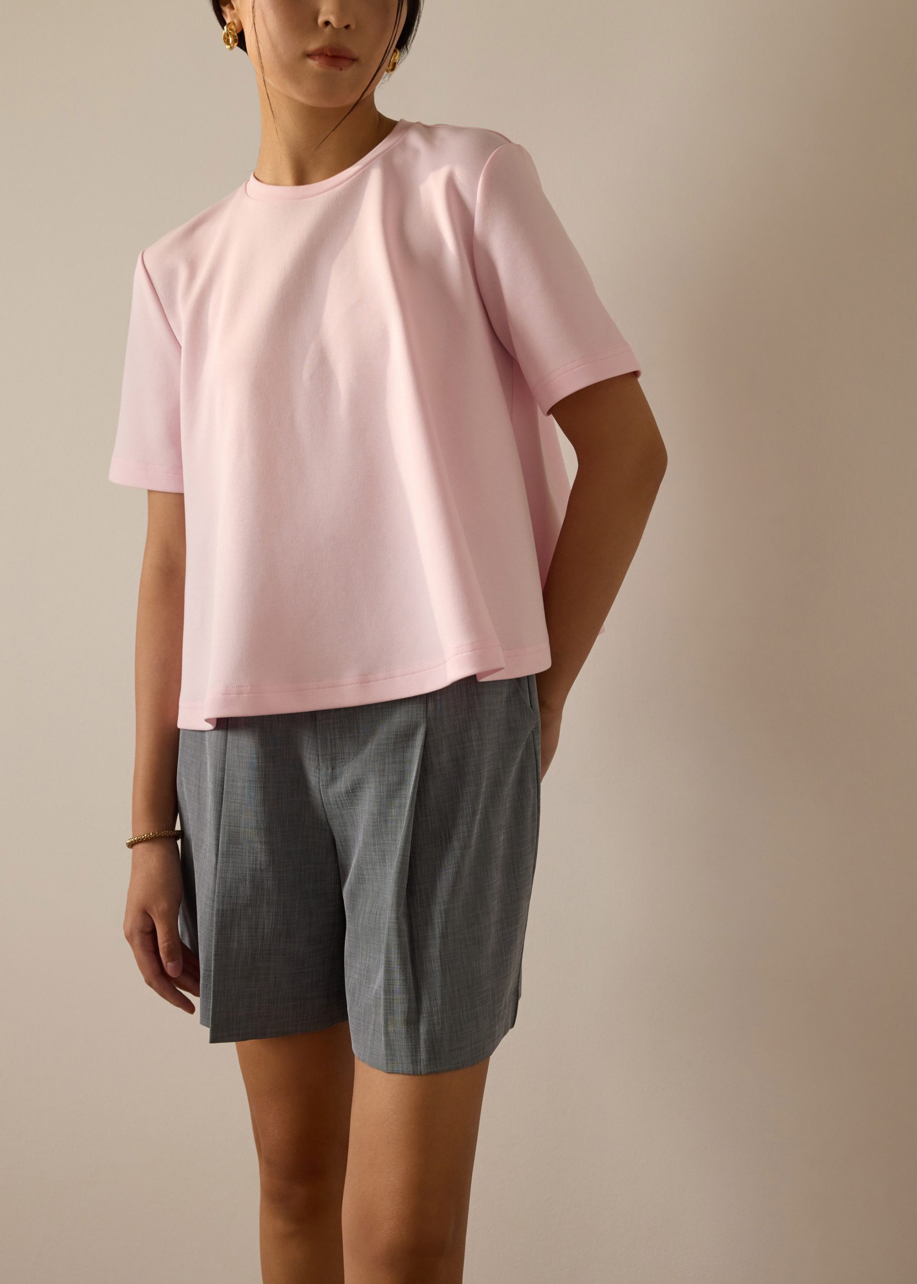 Billie Neoprene Round Neck Trapeze Tee - Image 11