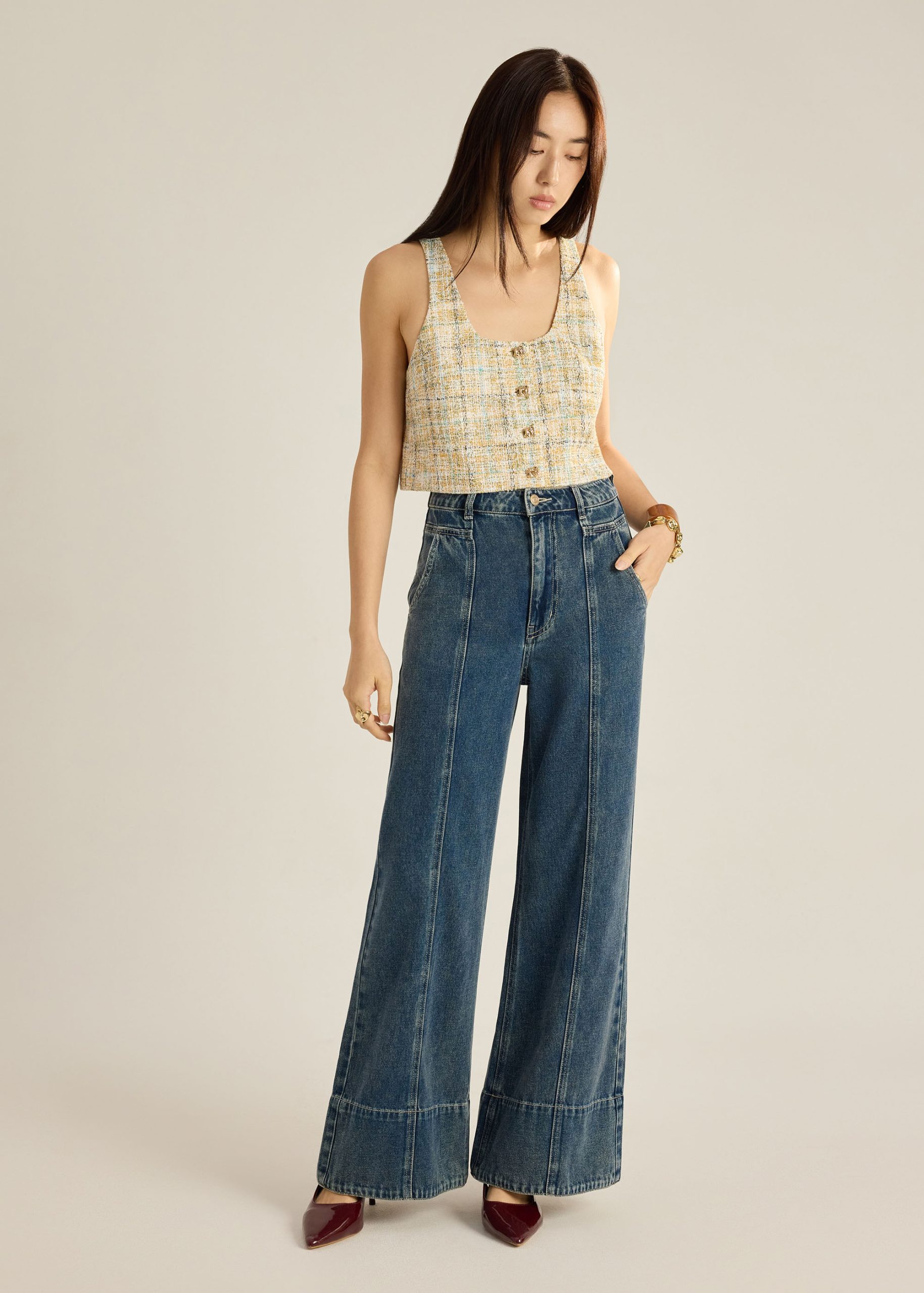 Leggy??Denim Panelled Wide Leg Jeans - Image 8